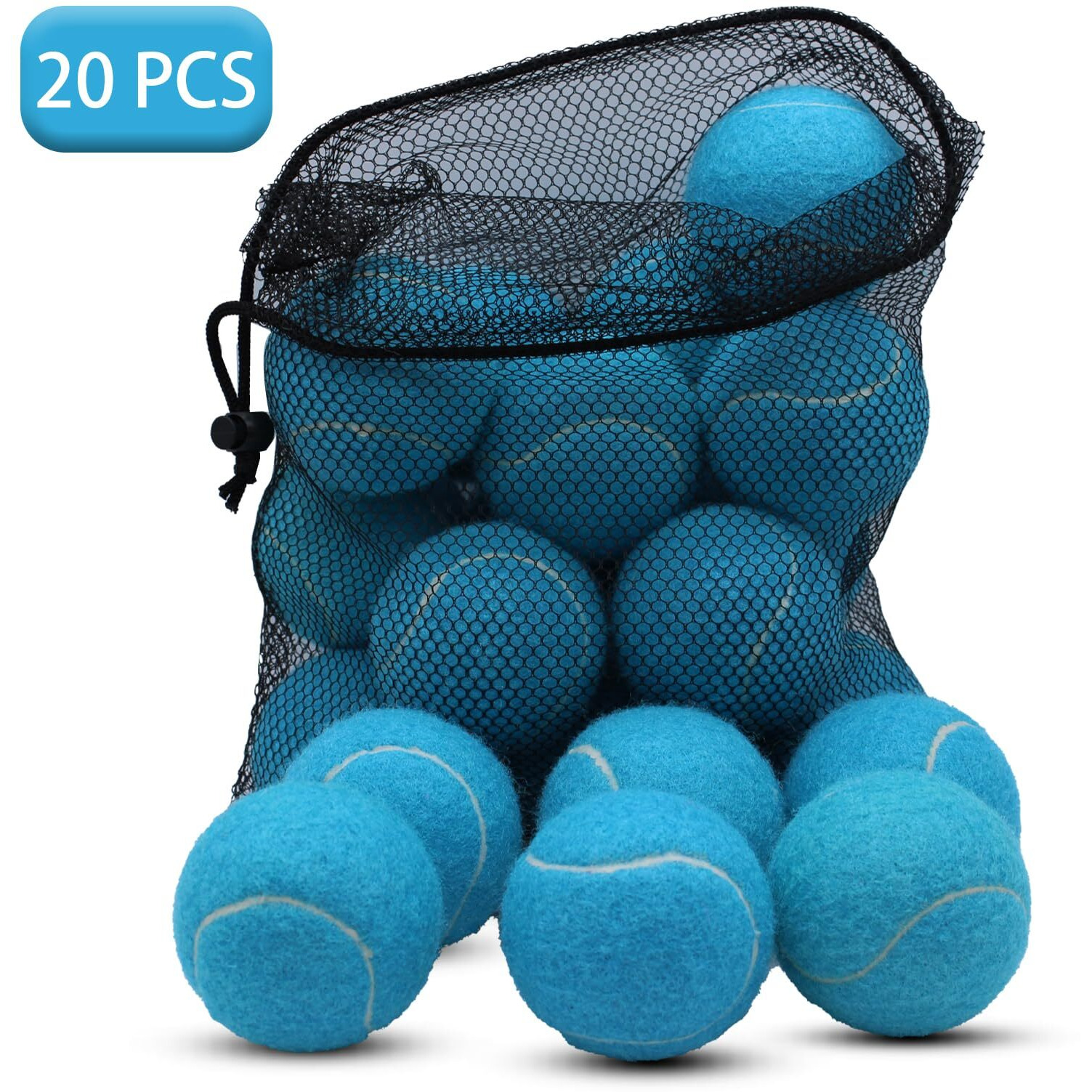 Shyujajie Tennis Balls  20 Pack Training Tennis Balls High Elasticity Practice Tennis Balls For Beginner  Exercise Playing Balls For Pet Dog (Light Blue)