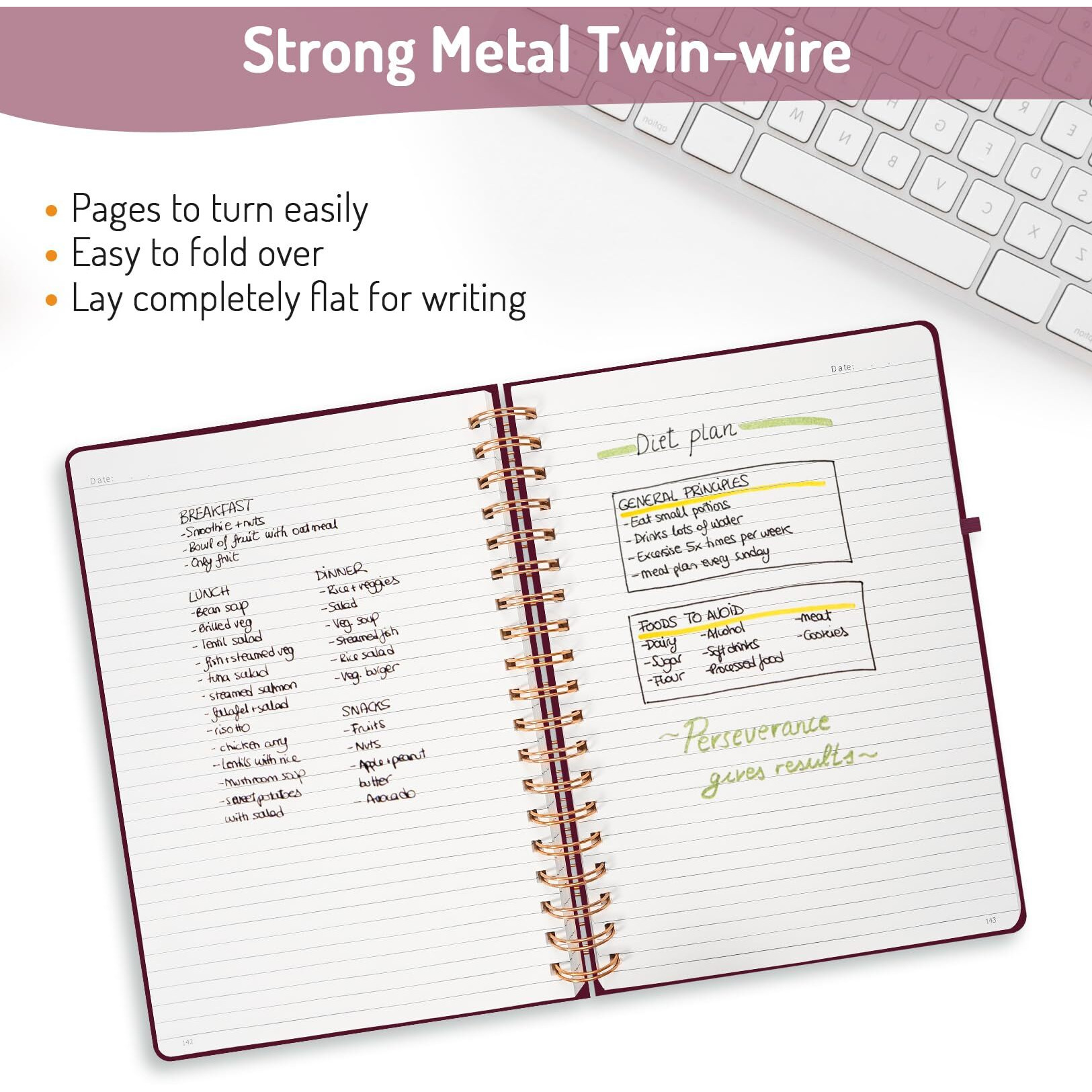 Forvencer Lined Spiral Journal Notebook With 300 Numbered Pages  B5 College Ruled Thick Journals For Writing With 100Gsm Paper  Hardcover Notebooks With Contents For Work  School  Women  Men  Burgundy