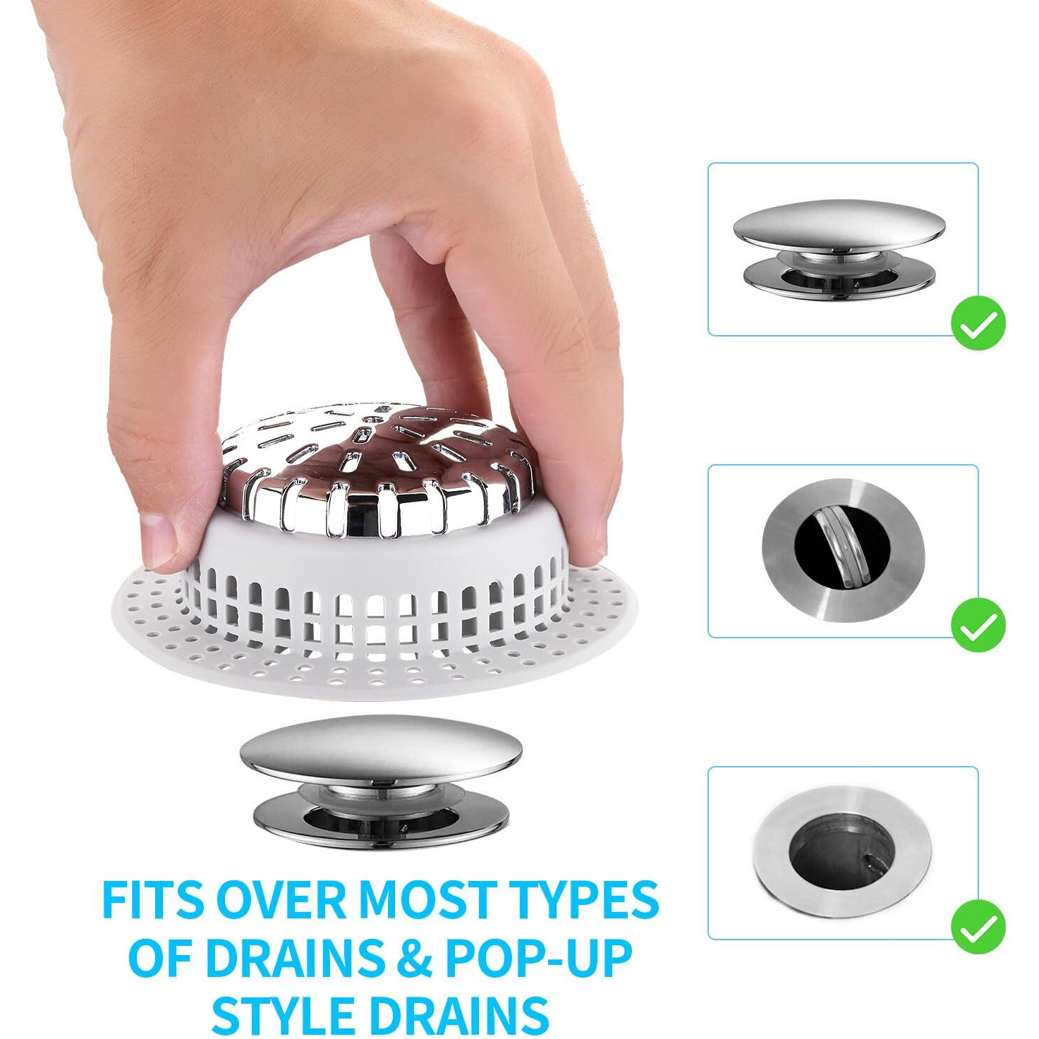 Aluvor Drain Hair Catcher  Upgraded Drain Catcher With Silicone Designed For Regular Drains  Catch Hair Easily Without Slowing Drainage  Prevent Clogging Plug Hole Hair Catcher (Top Small)