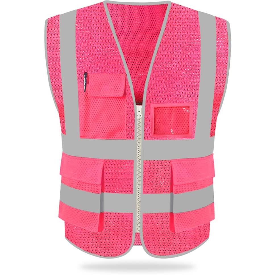 Hycoprot High Visibility Mesh Safety Reflective Vest With Pockets And Zipper  Meets Ansi/Isea Standards