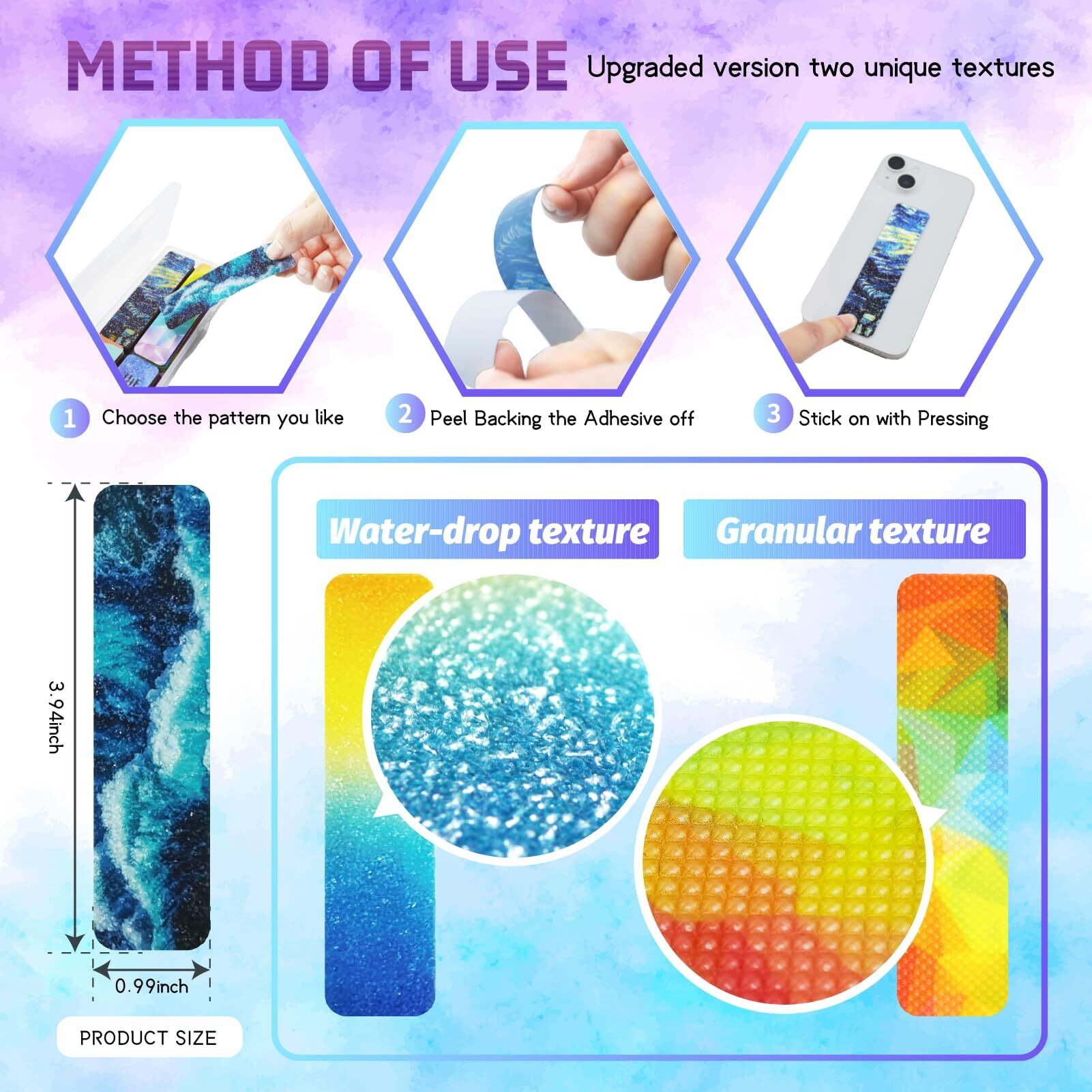 48 Pieces Unique Sensory Stickers For Anxiety Relief Items - Sensory Strips With Storage Box - 2 Textured Surface Fidget Strips For Office & Classroom Desk - Relieve Adult & Teen Stress
