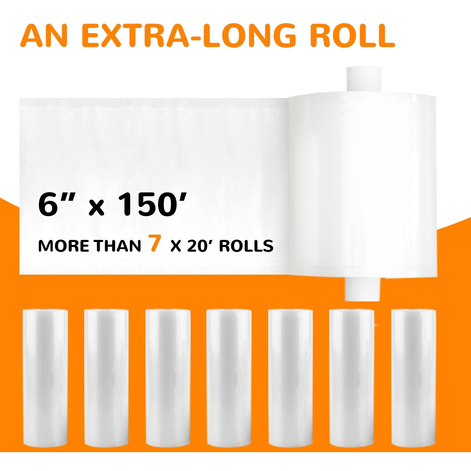 Wevac 6''X150'  Vacuum Seal Roll Keeper With Cutter  Ideal Vacuum Sealer Bags For Food Saver  Bpa Free  Commercial Grade  Great For Storage  Meal Prep And Sous Vide