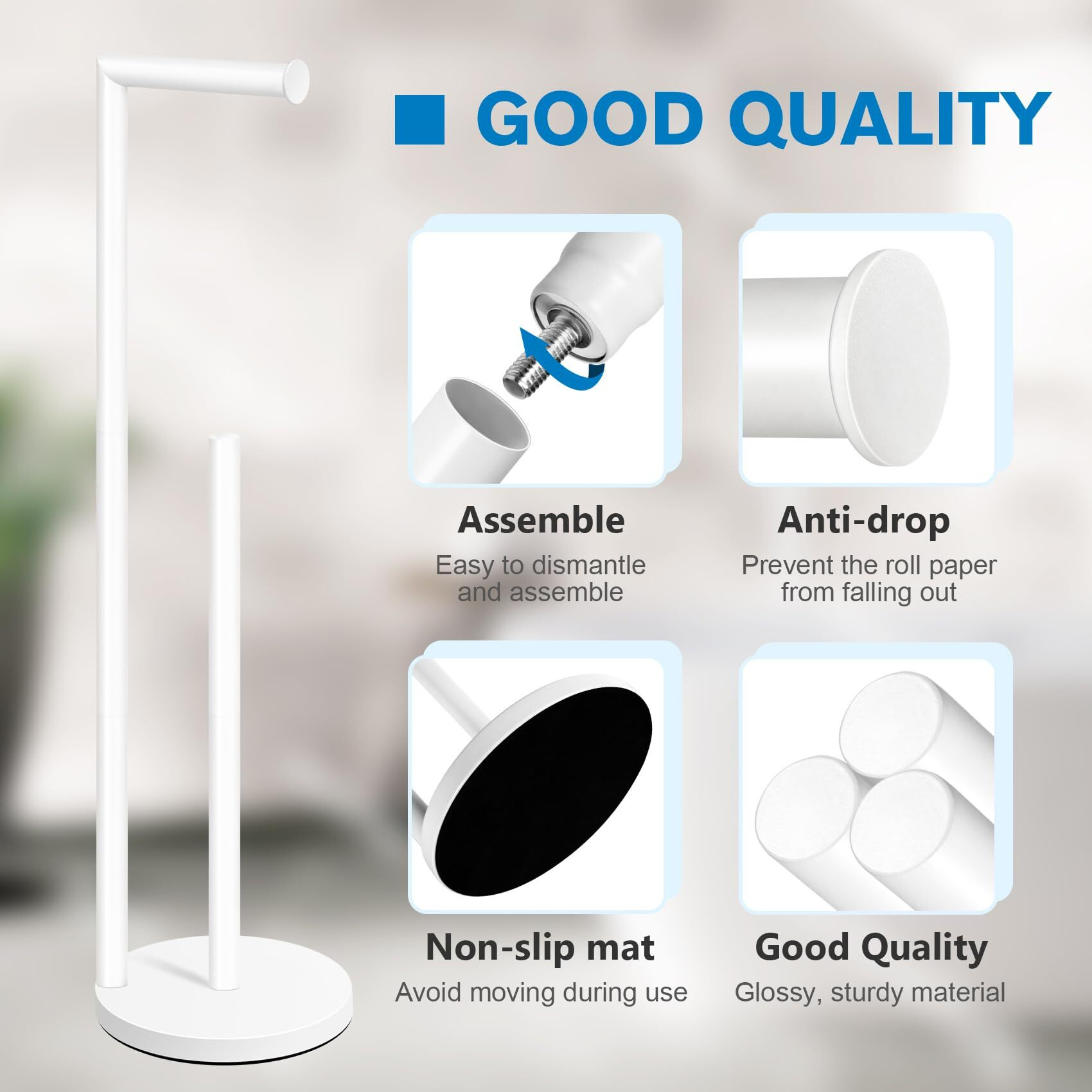 Toilet Paper Holder Stand Toilet Paper Holder Free Standing White Toilet Paper Holder For 4 Rolls Toilet Paper Holder With Storage By Bathth