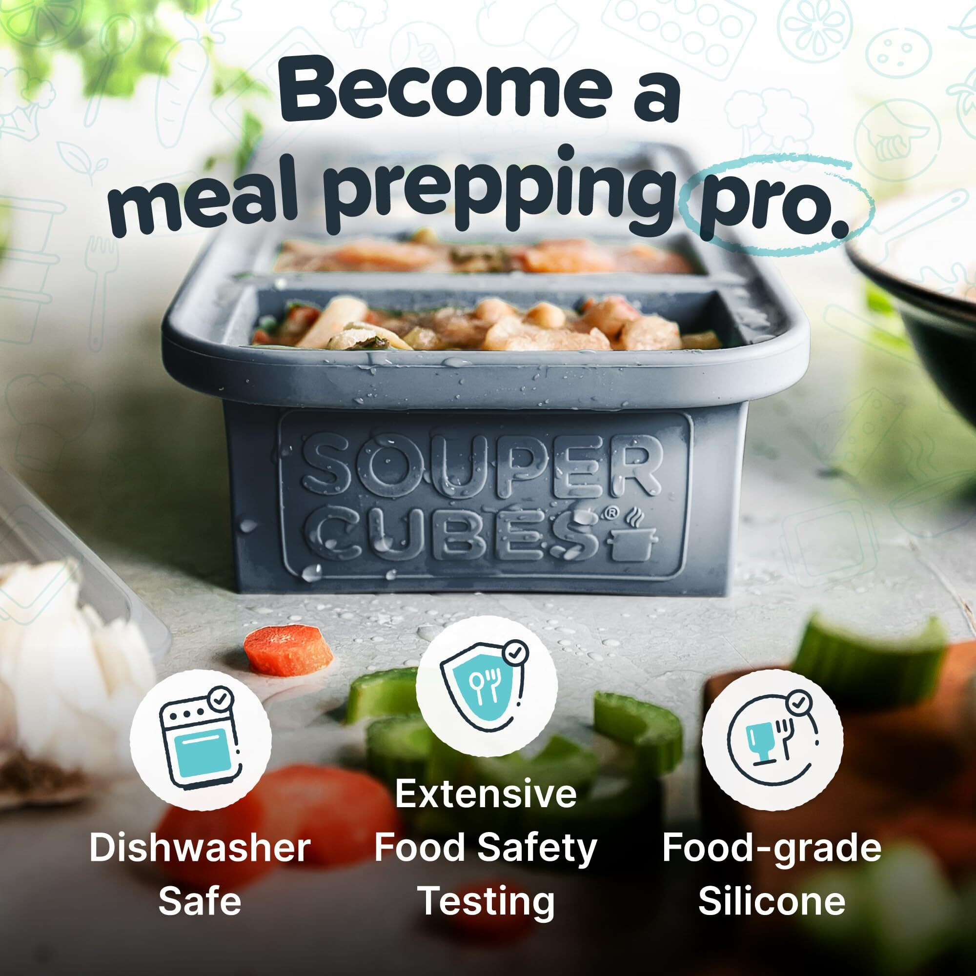 Souper Cubes 1 Cup Silicone Freezer Molds With Lids - Easy Meal Prep Container And Kitchen Storage Solution - Silicone Freezer Trays With Lids For Food  Sauces  Desserts And More - Charcoal - 1-Pack