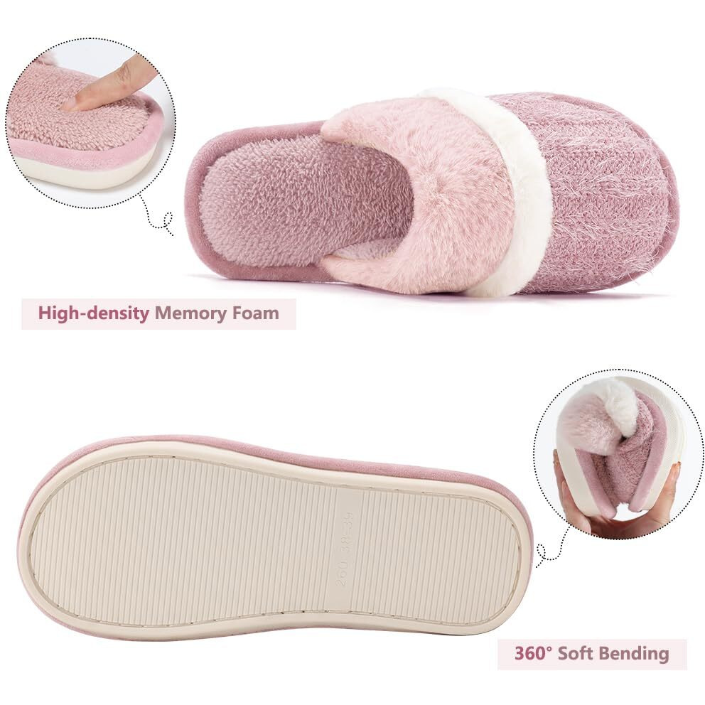 Cozy Slippers For Women Indoor And Outdoor Fuzzy House Shoes With Memory Foam Anti-Skid Sole Gifts For Women Mom Girlfriend Ladies