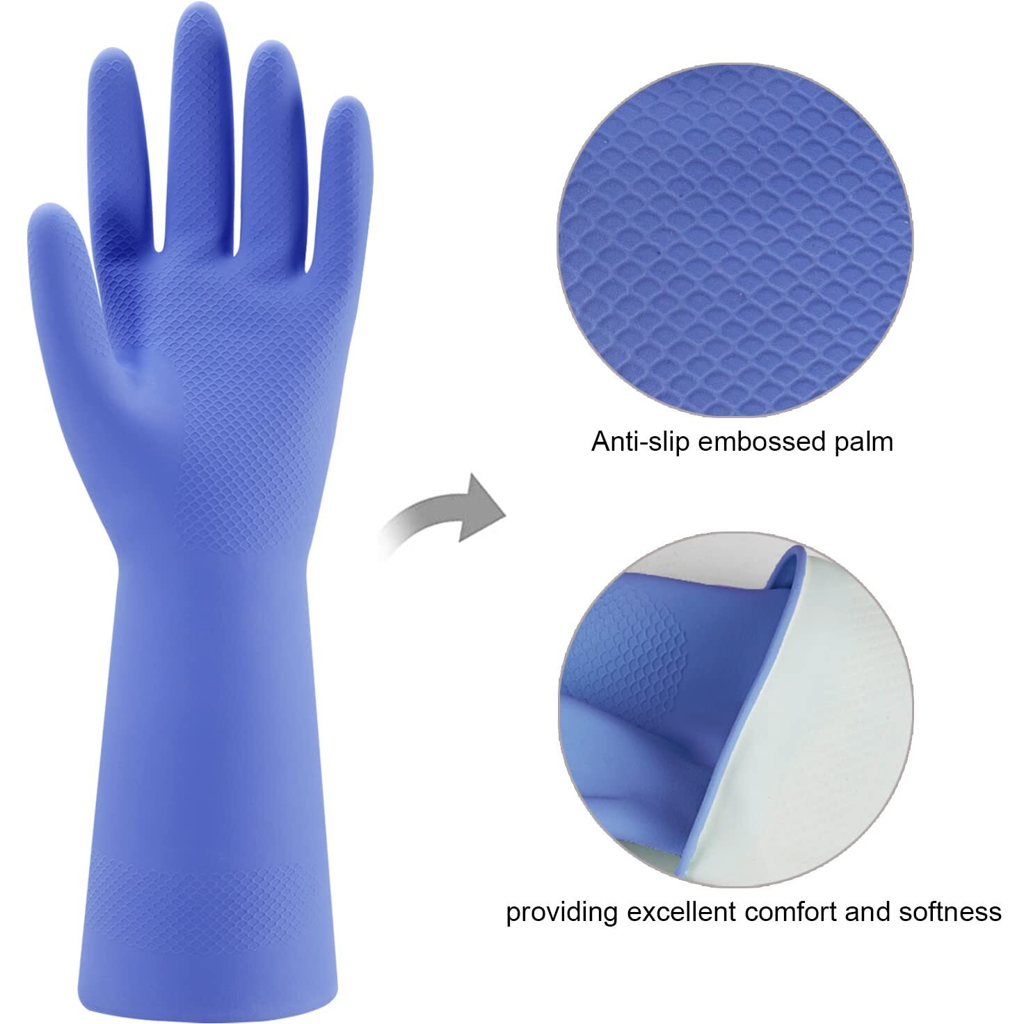 Rubber Kitchen Dishwashing Gloves - 4 Pairs Colorful Reusable Household Cleaning Gloves For Washing Dishes And Cleaning Tasks  Flexible Long-Lasting And Non-Slip (Large  Blue+Pink+Yellow+Orange)