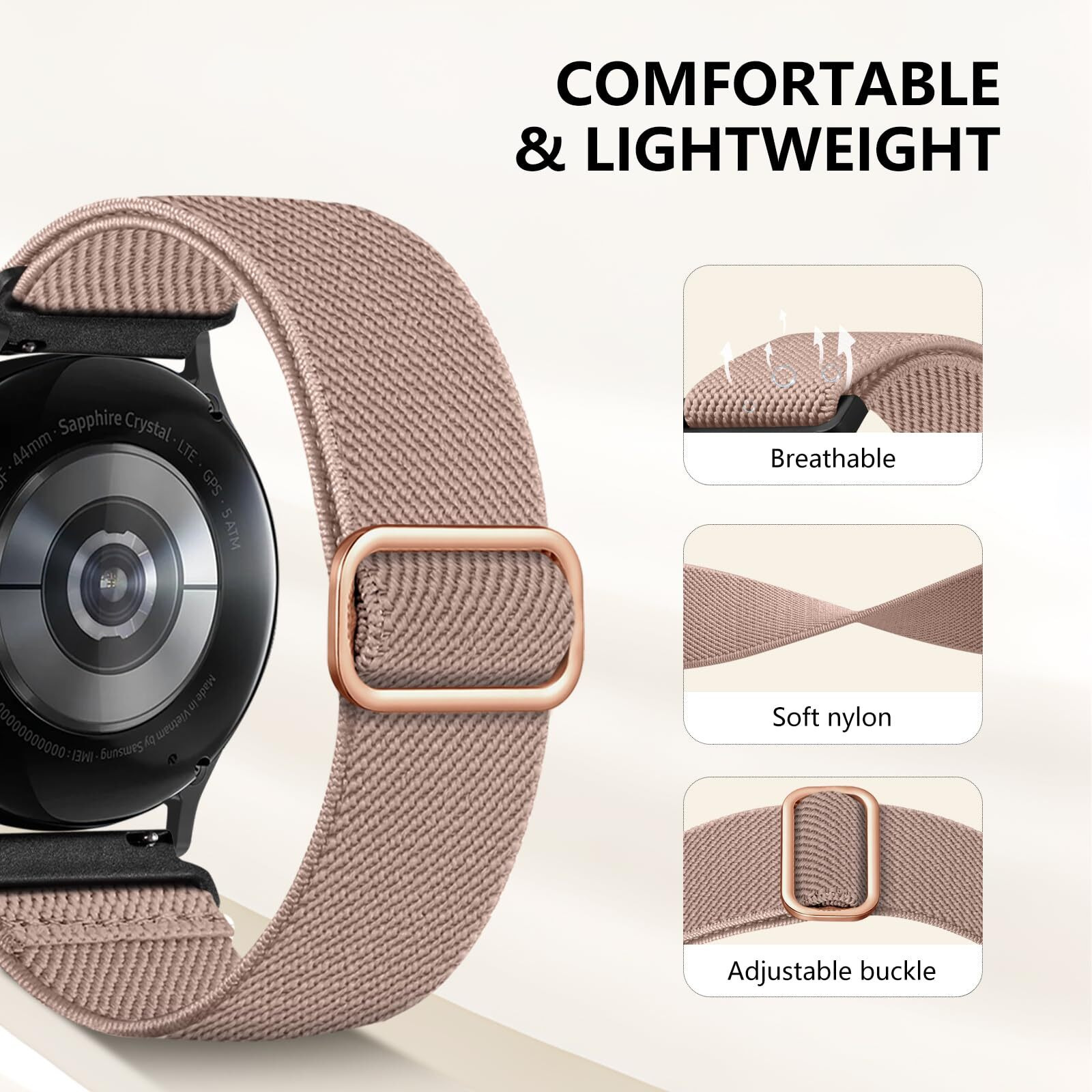 Lerobo Nylon Bands Compatible With Galaxy Watch 7 6 5 4 Fe Band 40Mm 44Mm/For Galaxy Watch 6 4 Classic Band 42Mm 46Mm 43Mm 47Mm/Watch 5 Pro Band 45Mm/Active 2 Band 20Mm Soft Solo Loop Sport Strap