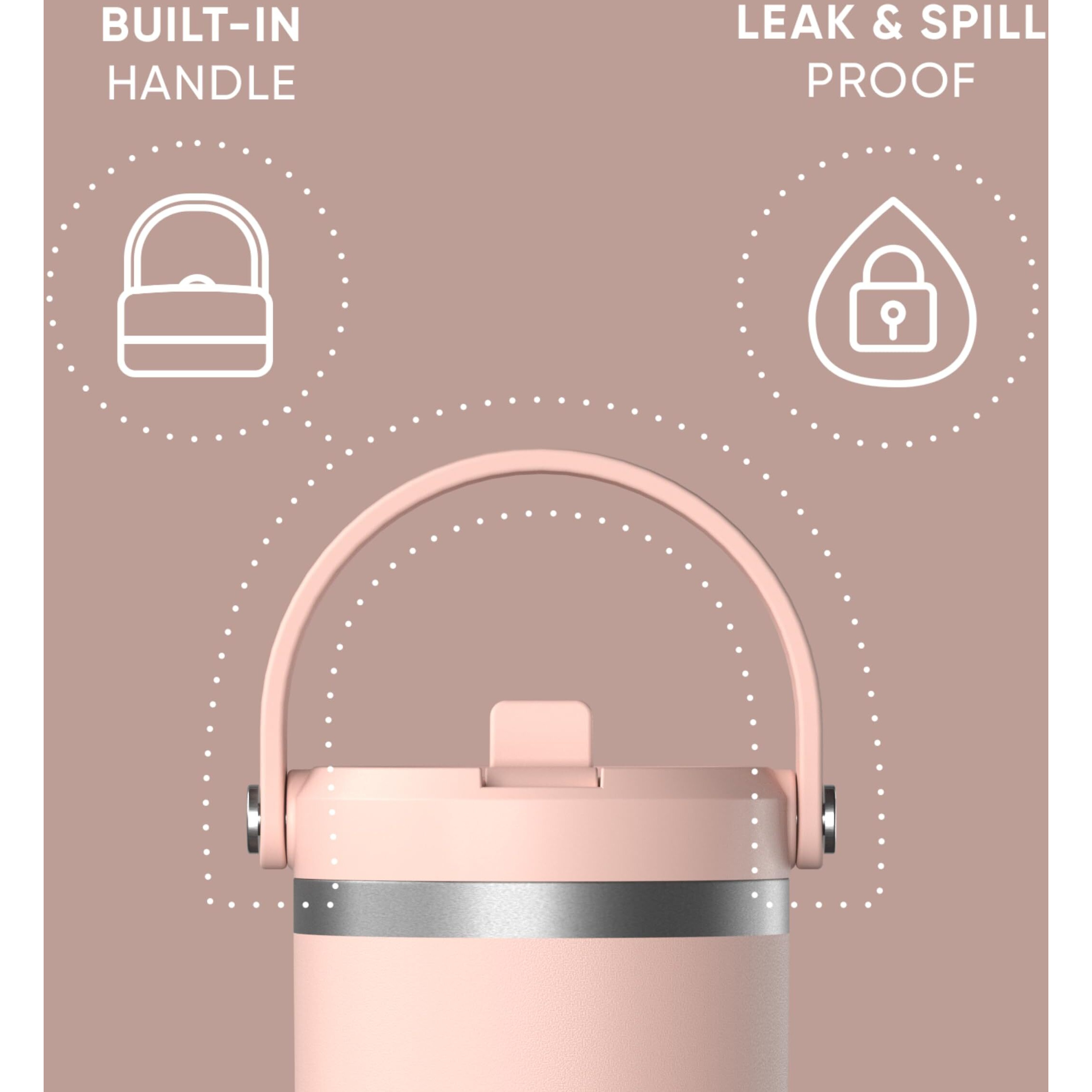 Hydrapeak Nomad 32 Oz Tumbler With Handle And Straw Lid  Leakproof Tumbler  Tumbler Lid Straw  Double Insulated Tumblers  32Oz Double Insulated Cup Straw  Stainless Steel (Peony)