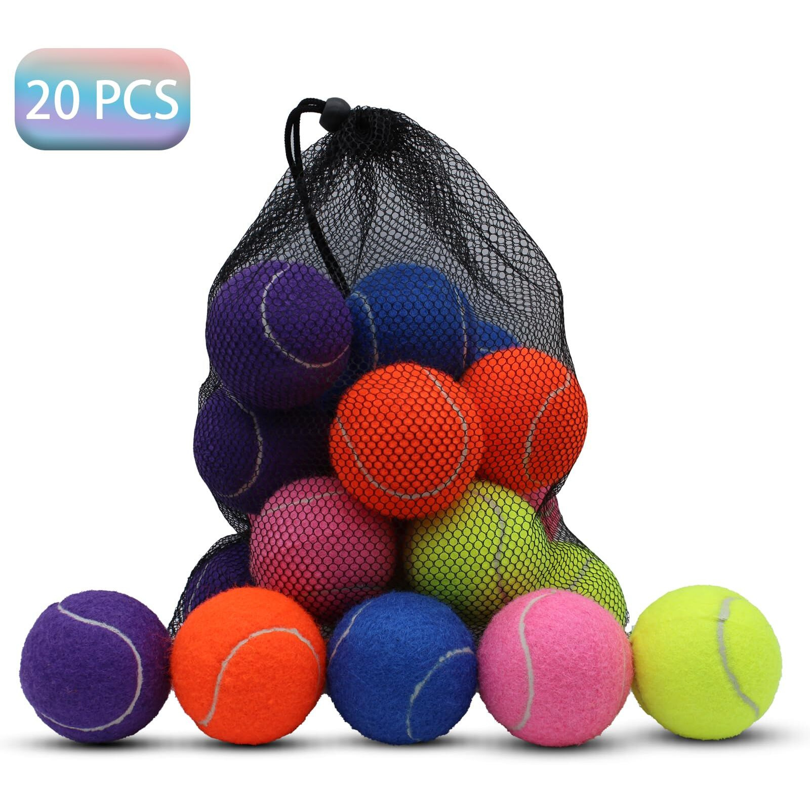 Shyujajie Tennis Balls  20 Pack Training Tennis Balls High Elasticity Practice Tennis Balls For Beginner  Exercise Playing Balls For Pet Dog (Multicolour)
