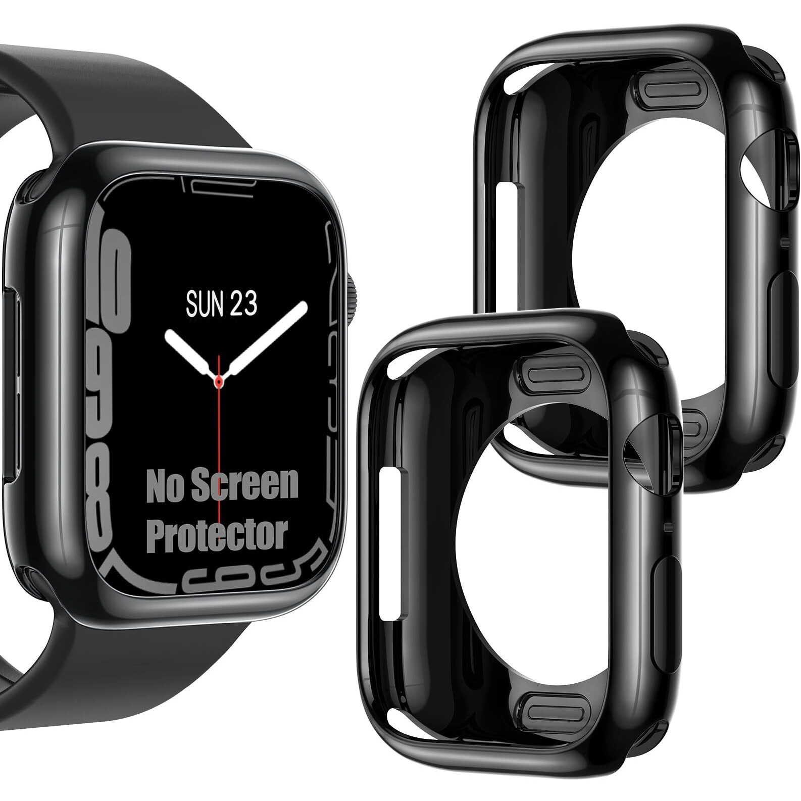 [2 Pack] Goton Bumper Case For Apple Watch Series 10 42Mm  Ultra Thin Soft Tpu Shockproof Case Cover Bumper Protector For Iwatch Accessories (No Screen Protector) 42Mm Black+Black