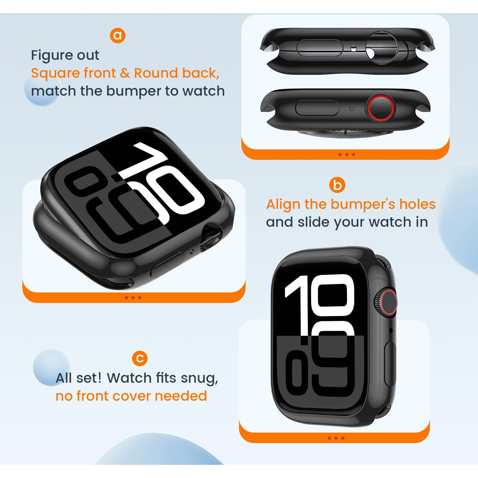 [2 Pack] Goton Bumper Case For Apple Watch Series 10 42Mm  Ultra Thin Soft Tpu Shockproof Case Cover Bumper Protector For Iwatch Accessories (No Screen Protector) 42Mm Black+Black