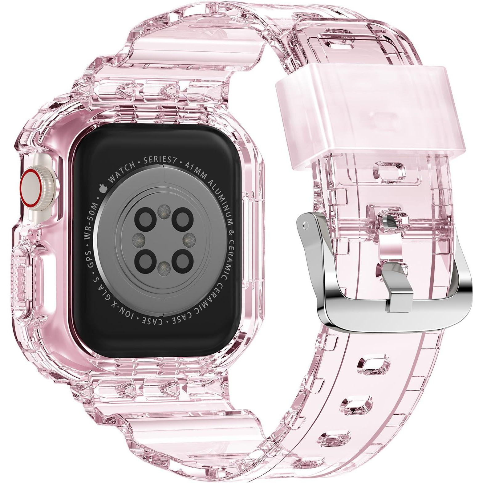 Xyf Compatible For Crystal Clear Apple Watch Bands  41Mm 40Mm 38Mm Bumper Case For Men Women Jelly Sport Case Band For Iwatch Ultra 2/1 Series 10 9 8 7 Se 6 5 4 3 2 1 (Pink  38/40/41)