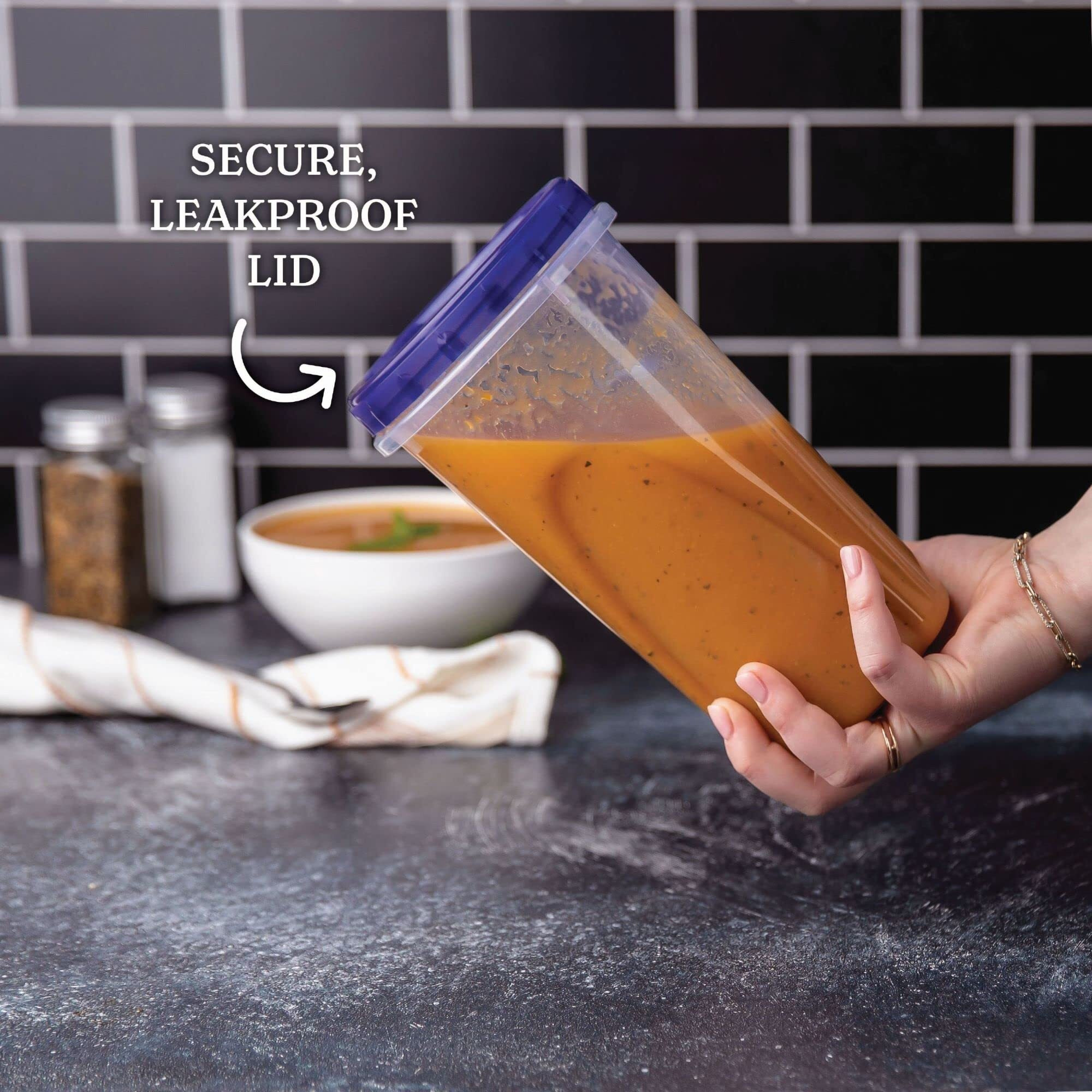 Plasticpro [48 Oz 8 Pack] Twist Top Deli Containers Clear Bottom With Blue Top Twist On Lids Reusable  Stackable  Food Storage Freezer Container Pack Of 8