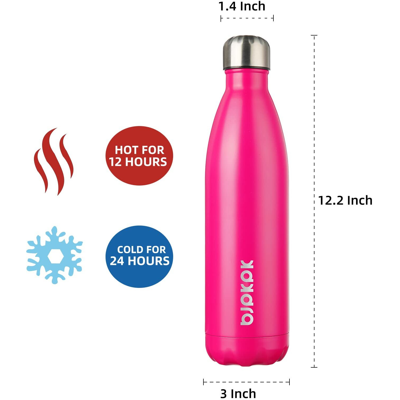 Bjpkpk Stainless Steel Water Bottles -25Oz/750Ml -Insulated Water Bottles Sports Water Bottles Keep Cold For 24 Hours And Hot For 12 Hours Bpa Free Water Bottles-Pink