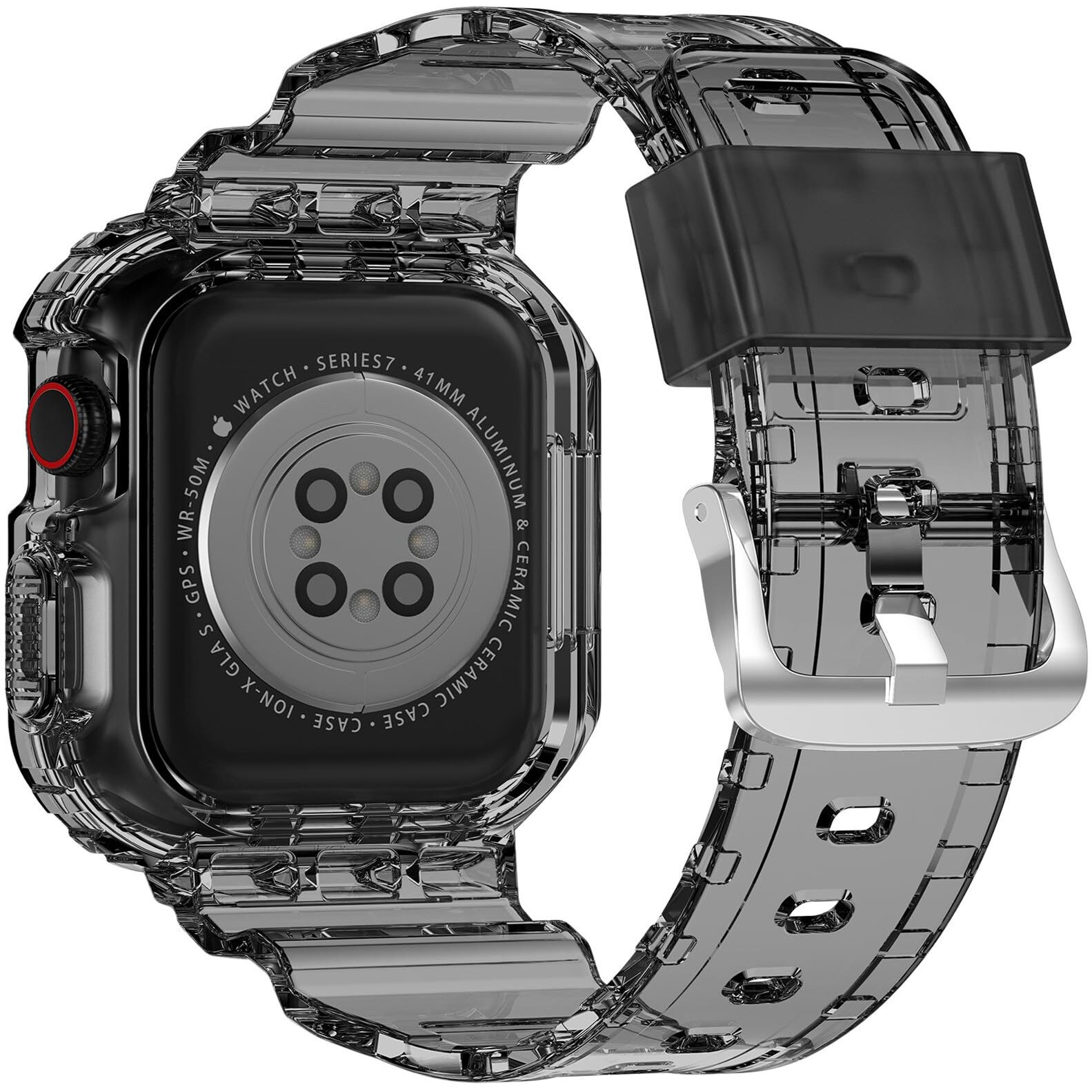 Xyf Compatible For Crystal Clear Apple Watch Bands  45Mm 44Mm 42Mm Bumper Case For Men Women Jelly Sport Case Band For Iwatch Ultra 2/1 Series 10 9 8 7 Se 6 5 4 3 2 1 (Black  42/44/45)