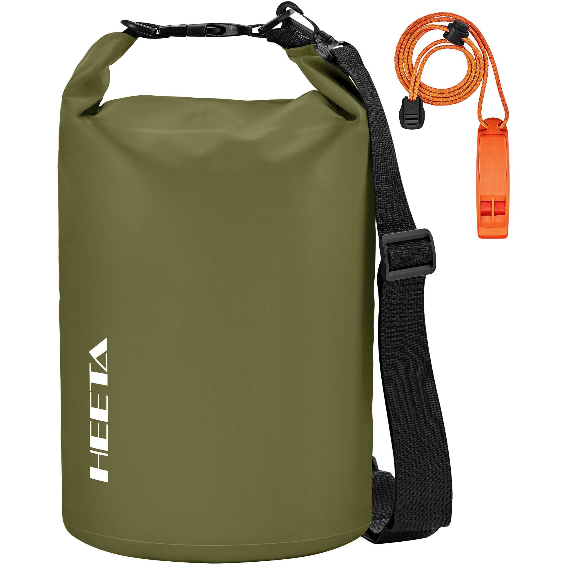 Heeta Waterproof Dry Bag For Women Men (Upgraded Version)  Roll Top Lightweight Dry Storage Bag Backpack With Emergency Whistle For Travel  Boating  Kayaking  Camping  Beach (Dark Green  20L)
