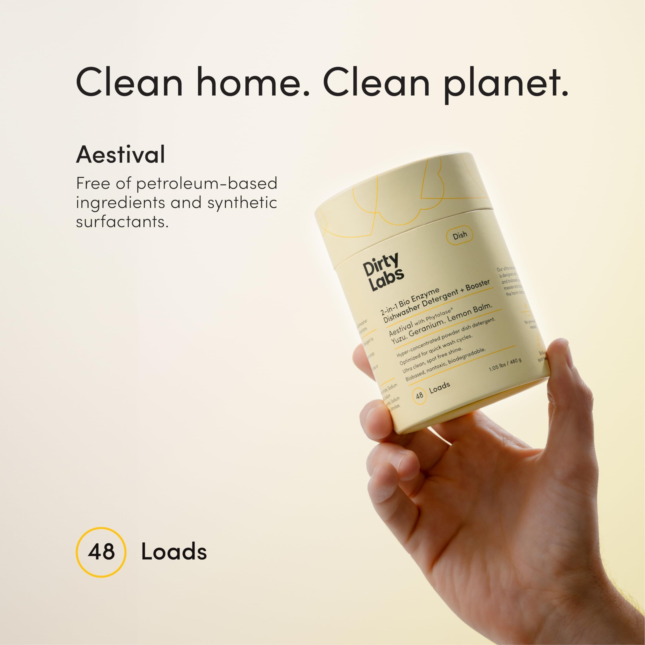 Dirty Labs | Dishwasher Detergent And Booster | Aestival Scent | 48 Loads (1 Lb) | Ultra Clean  Spot Free  Quick Wash Optimized | Hyper Concentrated