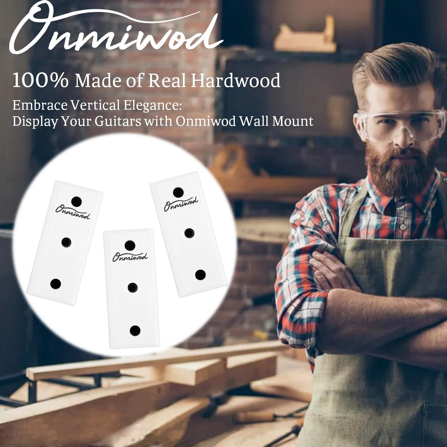 Onmiwod Guitar Wall Mount 3 Pack  White Hardwood Guitar Hanger  U-Shaped Guitar Wall Hanger Mount  Guitar Holder Hook Stand Wall For Acoustic  Electric Guitar  Banjo  Bass  For Guitar Player Men Boy