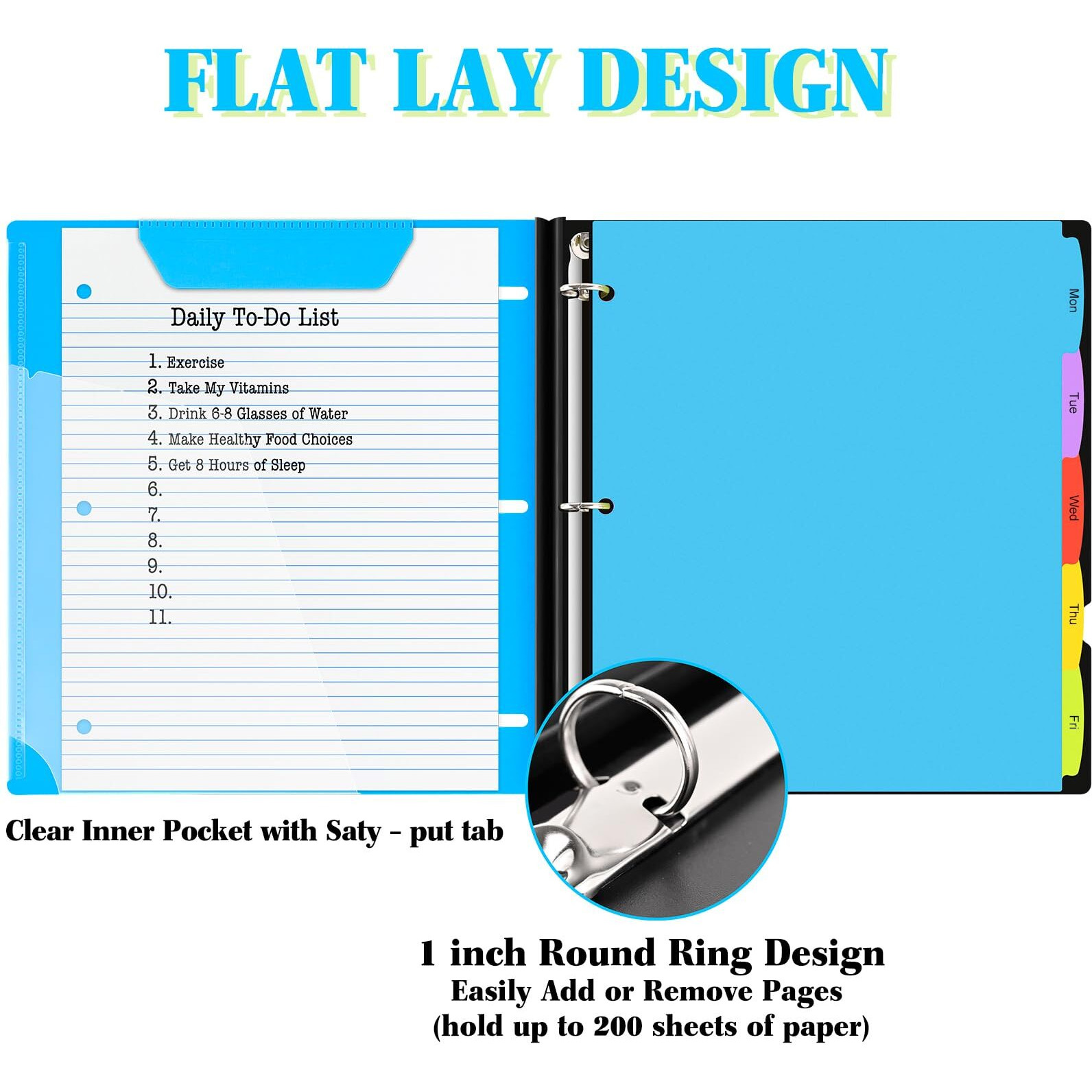 Infun 1 Inch Telescoping 3 Ring Binder - 4Pcs  Flexible Round Binder With Customizable Front Cover And Clear Catalog Pocket  1Inch Rings  200 Sheet Capacity