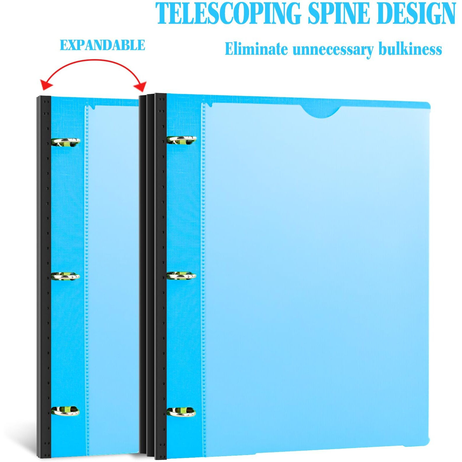 Infun 1 Inch Telescoping 3 Ring Binder - 4Pcs  Flexible Round Binder With Customizable Front Cover And Clear Catalog Pocket  1Inch Rings  200 Sheet Capacity