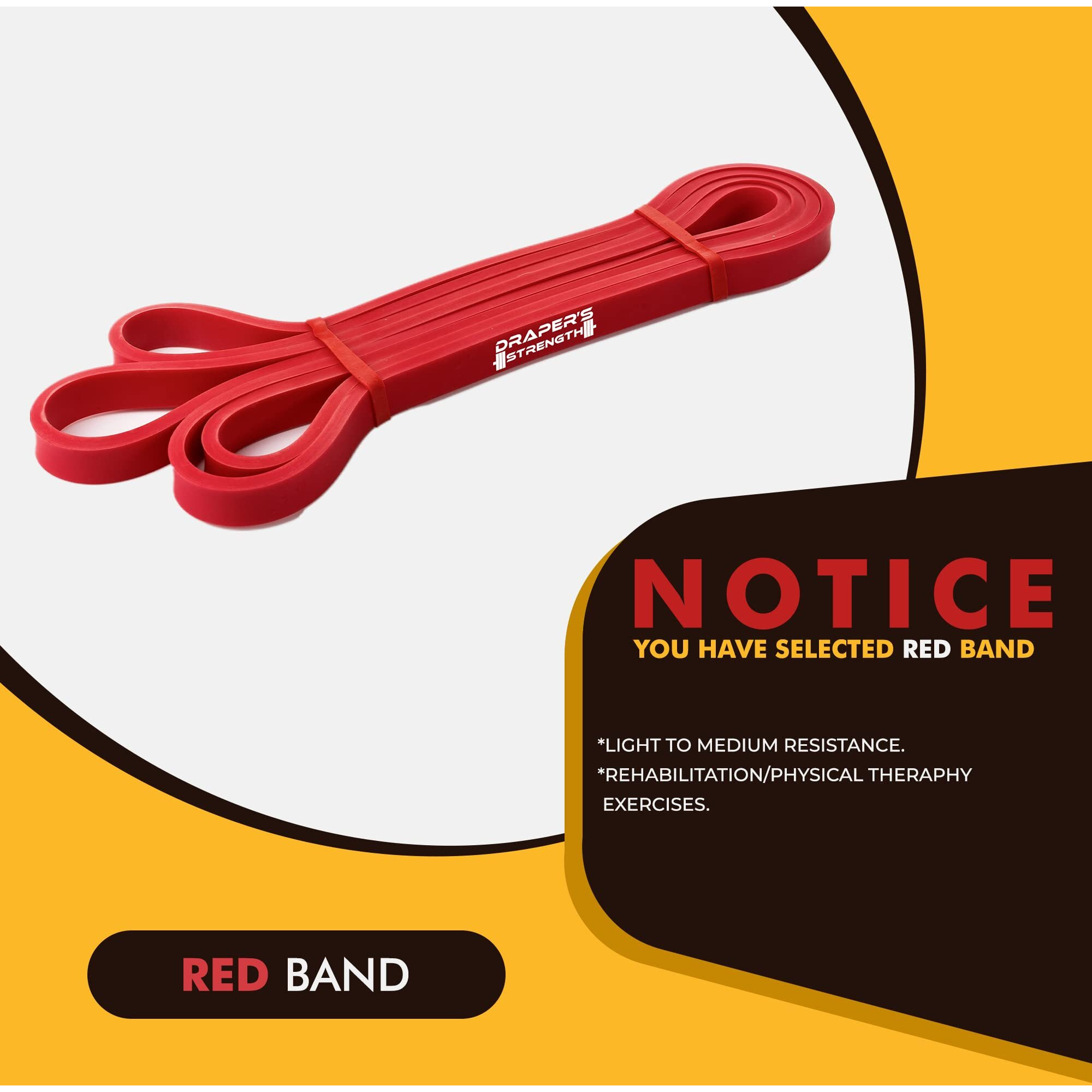 Draper's Strength Heavy Duty Resistance Stretch Loop Bands For Powerlifting Workout Exercise And Assisted Pull Ups 02. Red