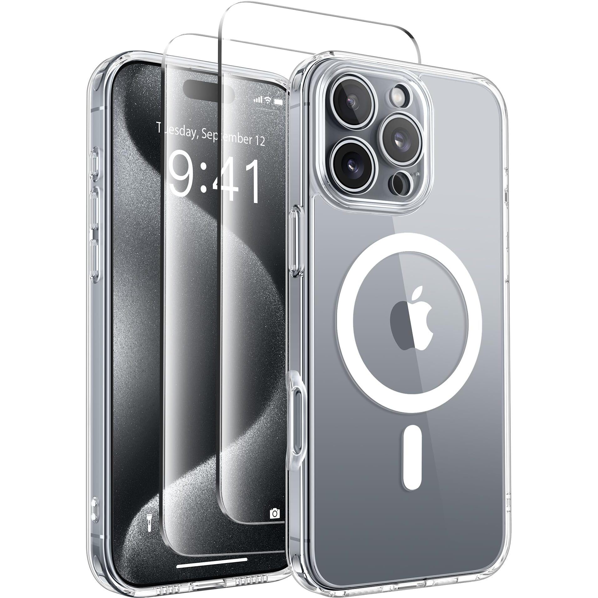 Capraro Magnetic Compatible With Iphone 16 Pro Case  Upgraded [Full Camera Protection] [Compatible With Magsafe] Protective Translucent Matte Women Girl Phone Case Cover  Clear