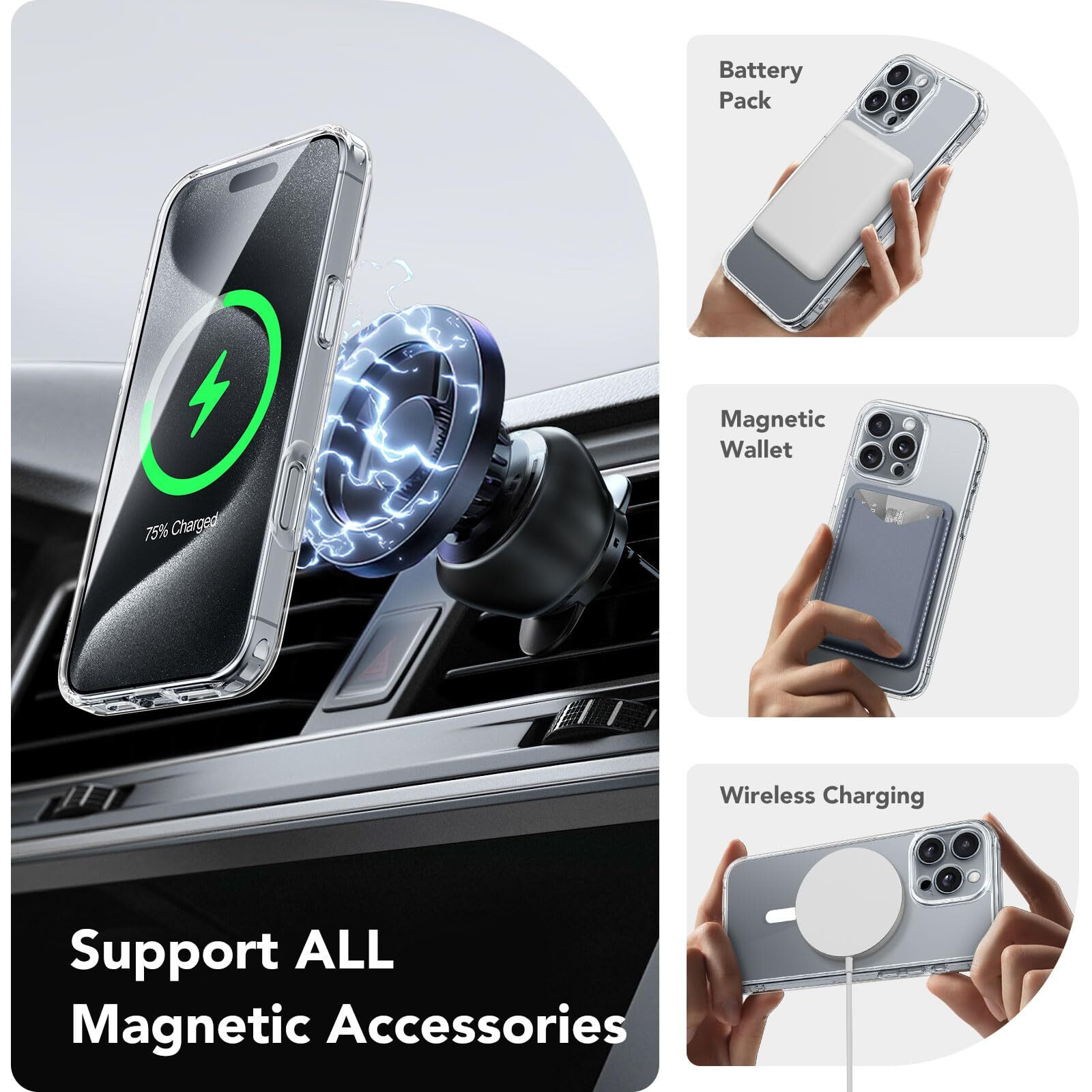 Capraro Magnetic Compatible With Iphone 16 Pro Case  Upgraded [Full Camera Protection] [Compatible With Magsafe] Protective Translucent Matte Women Girl Phone Case Cover  Clear