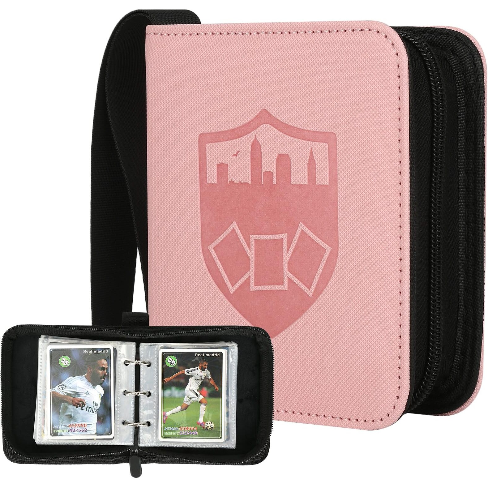 Germun Mini Card Binder 1 Pocket  80 Pockets Trading Card Binder  Premium Small 2 Pocket Trading Card Collection Album Folder With 40 Sleeves Double Sided - Gifts For Kids (Pink)