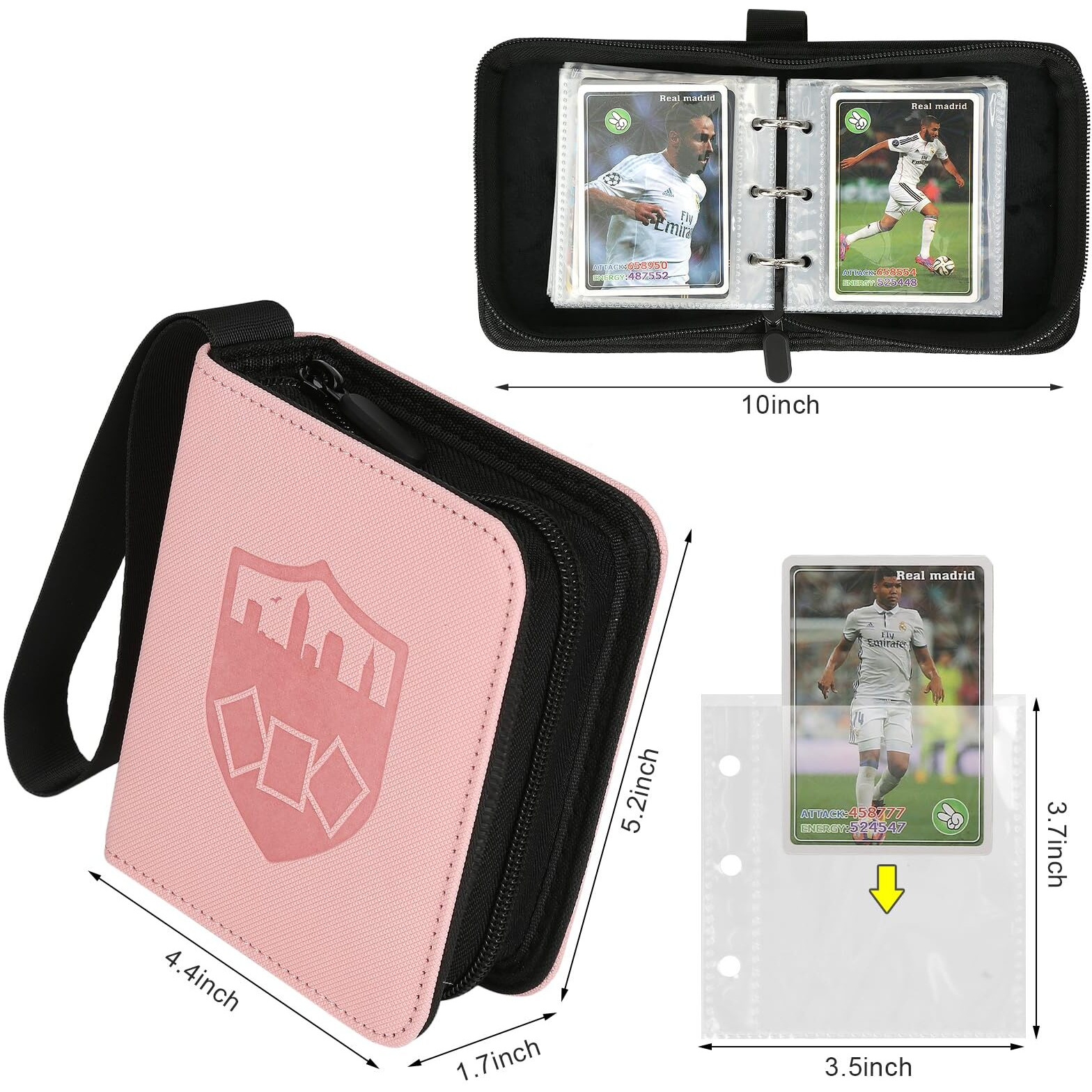 Germun Mini Card Binder 1 Pocket  80 Pockets Trading Card Binder  Premium Small 2 Pocket Trading Card Collection Album Folder With 40 Sleeves Double Sided - Gifts For Kids (Pink)