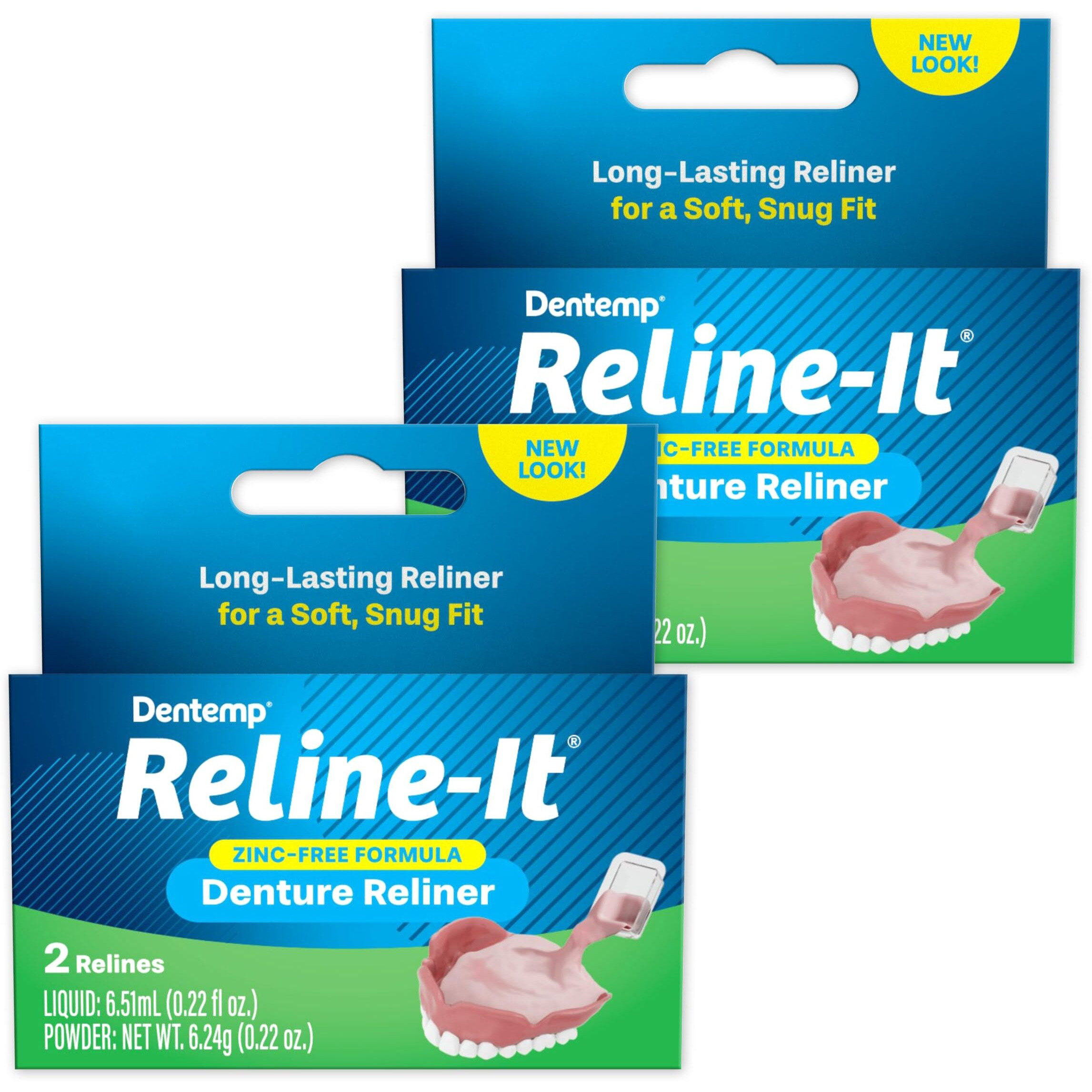 Dentemp Denture Reline Kit - Advanced Formula Reline It Denture Reliner (Pack Of 2) - Denture Kit To Refit And Tighten Dentures For Both Upper & Lower Denture