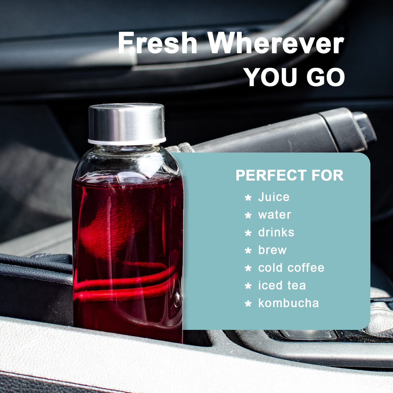 Luxfuel Clear Glass Bottles With Lids 18 Oz  Reusable Glass Water Bottles With Stainless Steel Cap For Juicing Refrigerator 100% Leak Proof  Bpa Free Eco Friendly Set Of 6