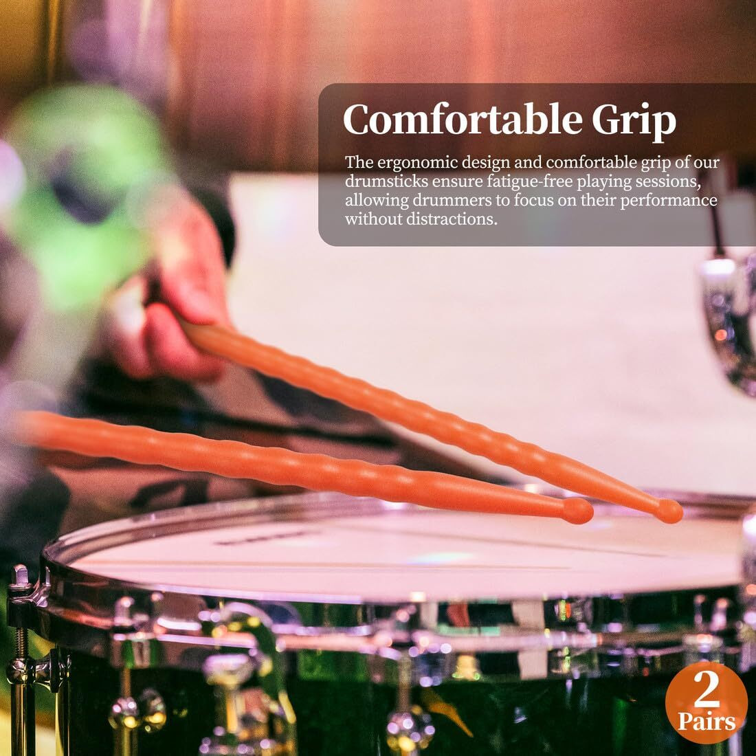 Drum Sticks 5A 2 Pack Orange Carbon Fiber Drumsticks