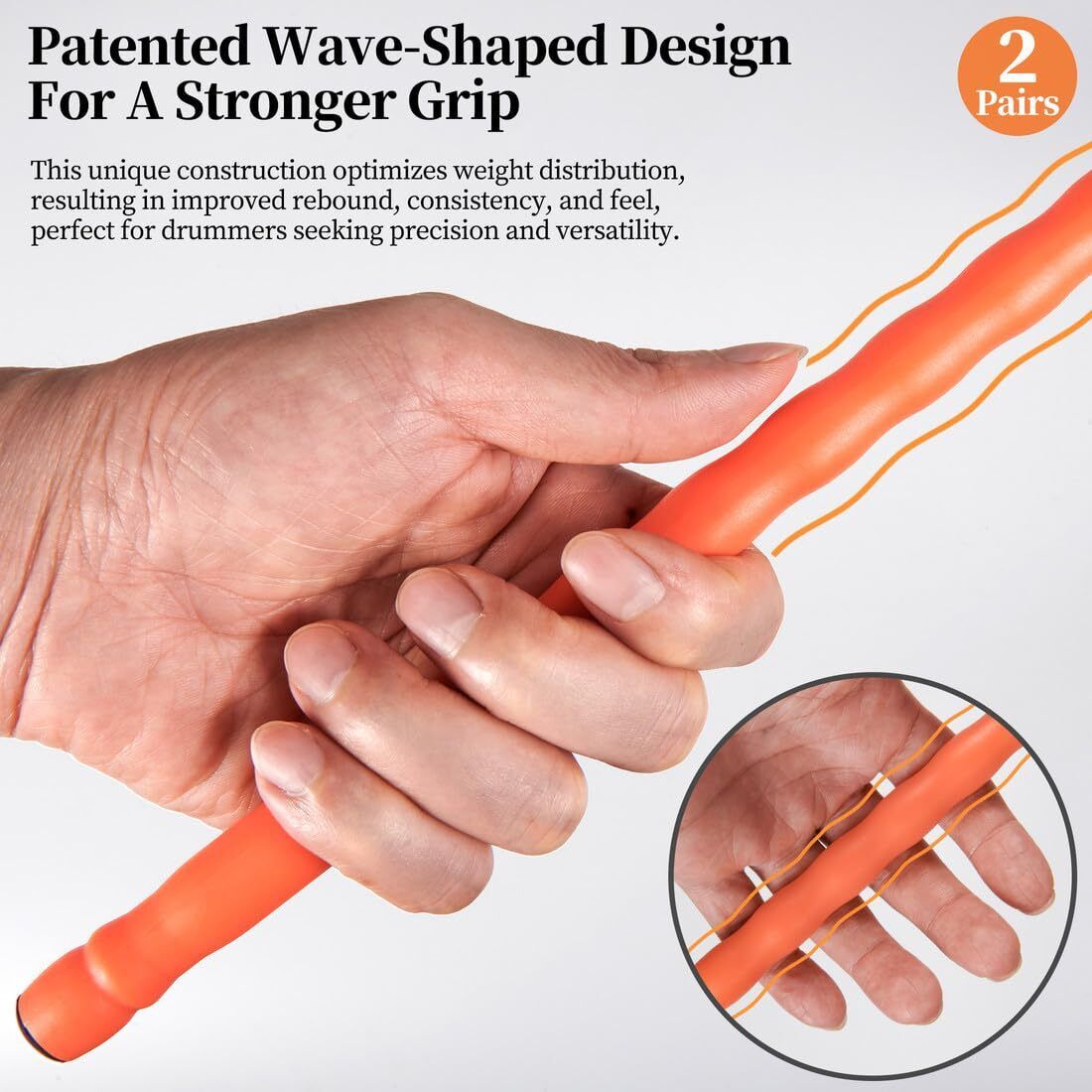 Drum Sticks 5A 2 Pack Orange Carbon Fiber Drumsticks