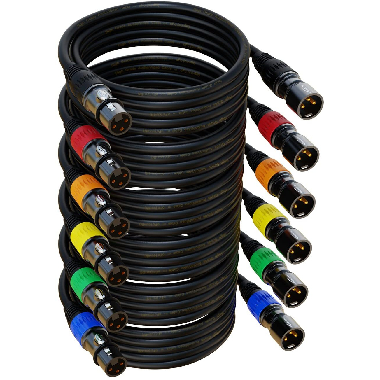 Auxlink Xlr Cables  Xlr Microphone Cable 25 Ft 6 Pack  Gold-Plated 3-Pin Xlr Speaker Cable Male To Female Balanced Mic Cable