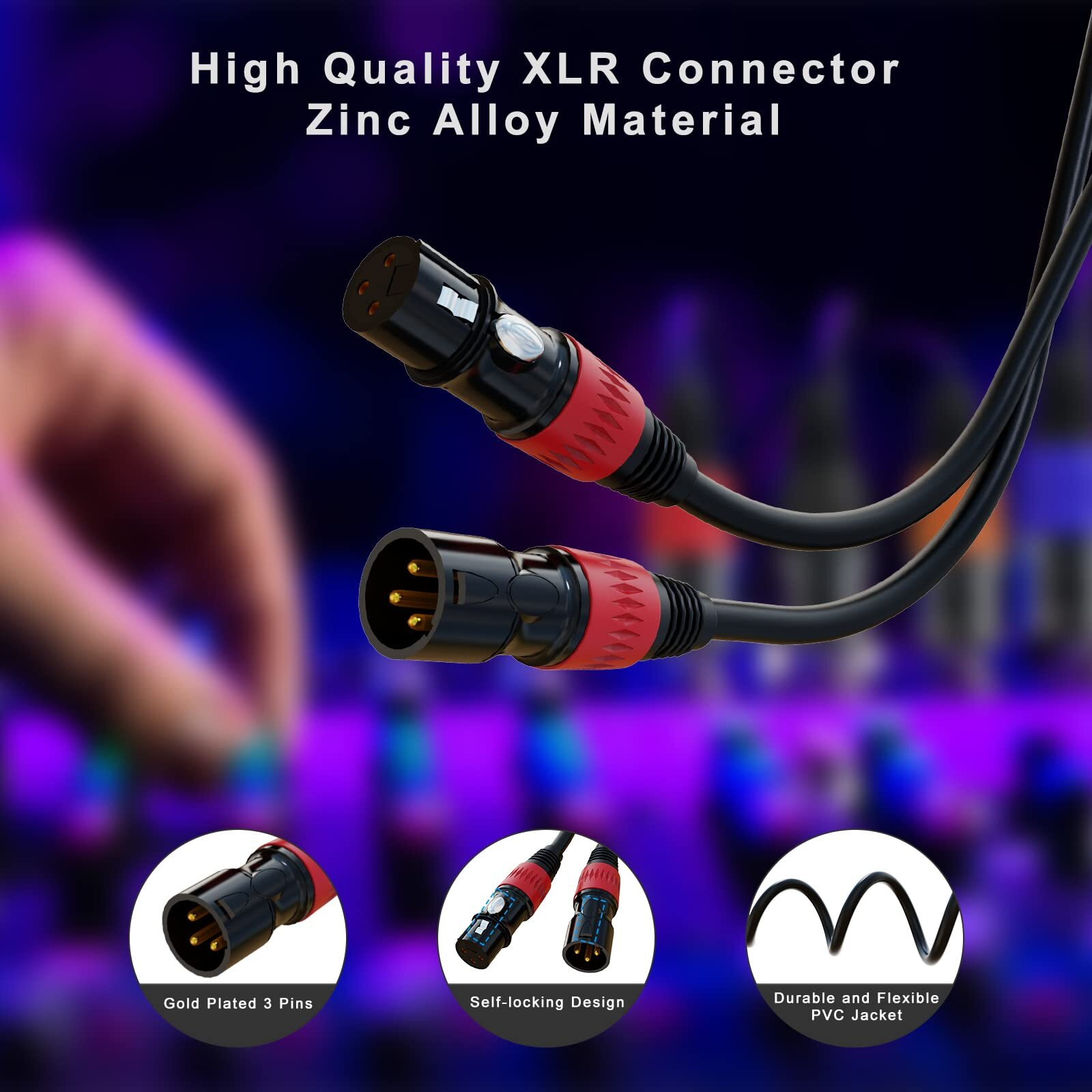 Auxlink Xlr Cables  Xlr Microphone Cable 25 Ft 6 Pack  Gold-Plated 3-Pin Xlr Speaker Cable Male To Female Balanced Mic Cable