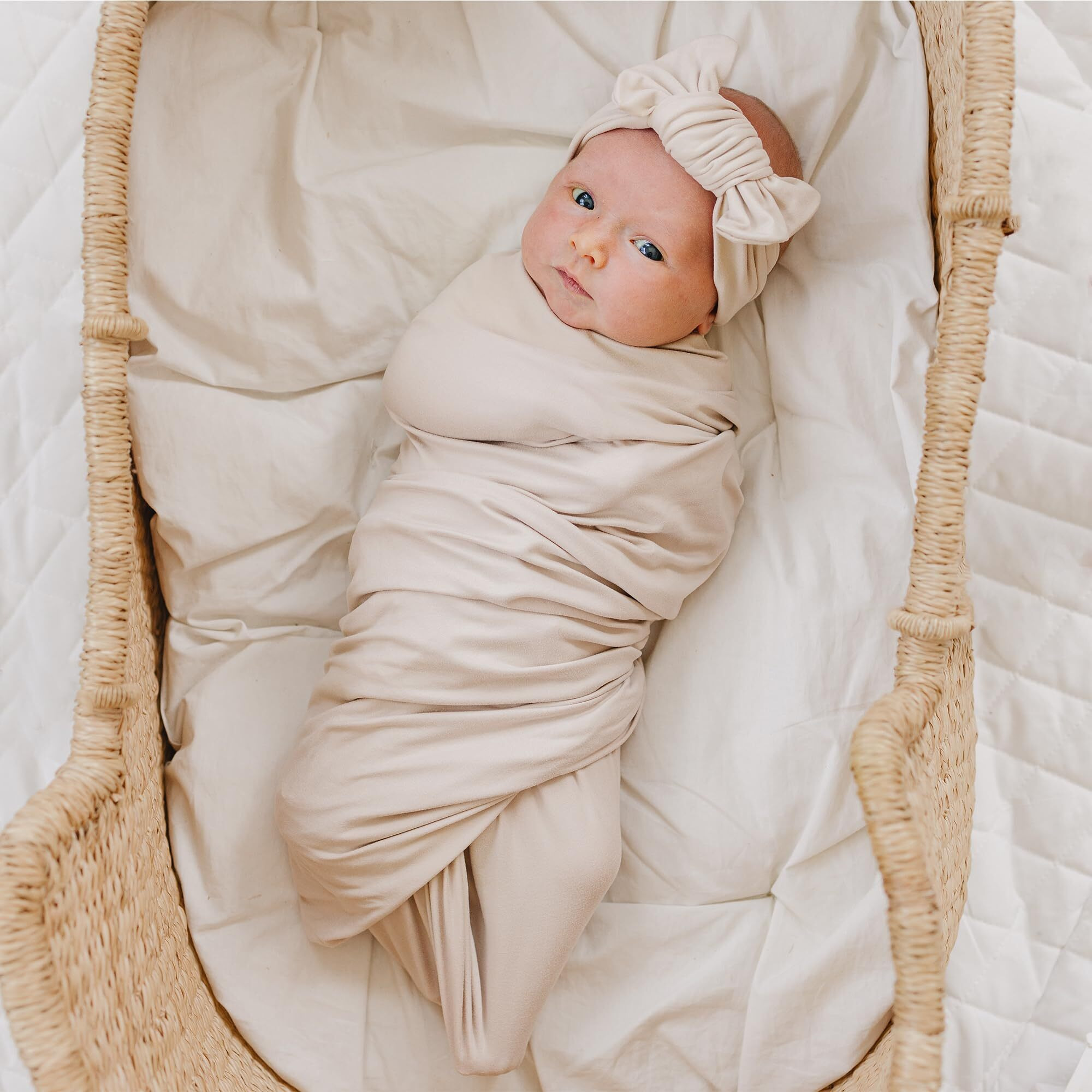 Konssy Baby Girl Newborn Receiving Blanket With Headband Set Baby Swaddle Nursery Swaddle Wrap