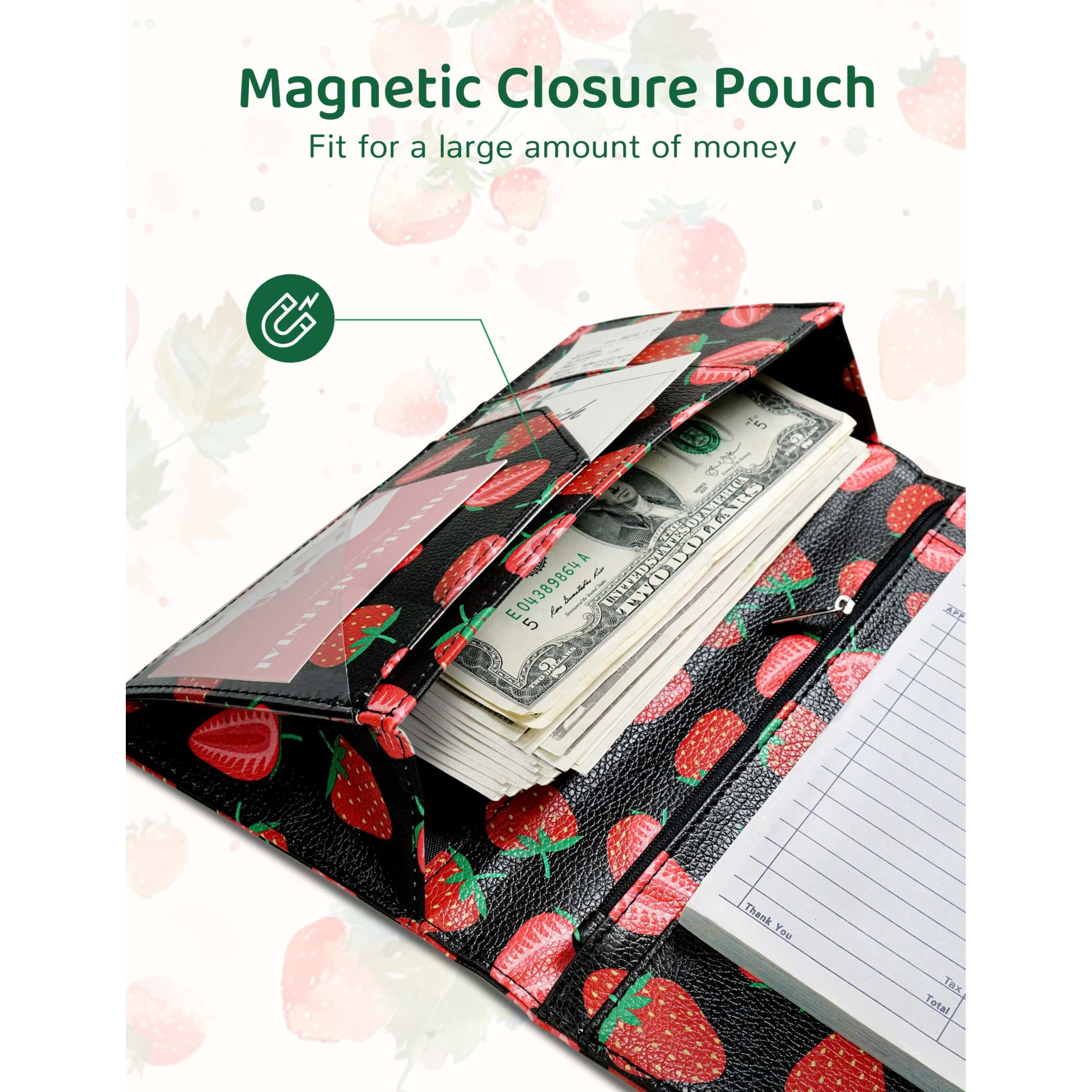 Server Book With Zipper Pocket And Magnetic Closure Server Booklet Waitress Book Serving Book With Money Pocket Waitstaff Organizer Fit Server Apron Waiter Book Wallet High Volume Pocket