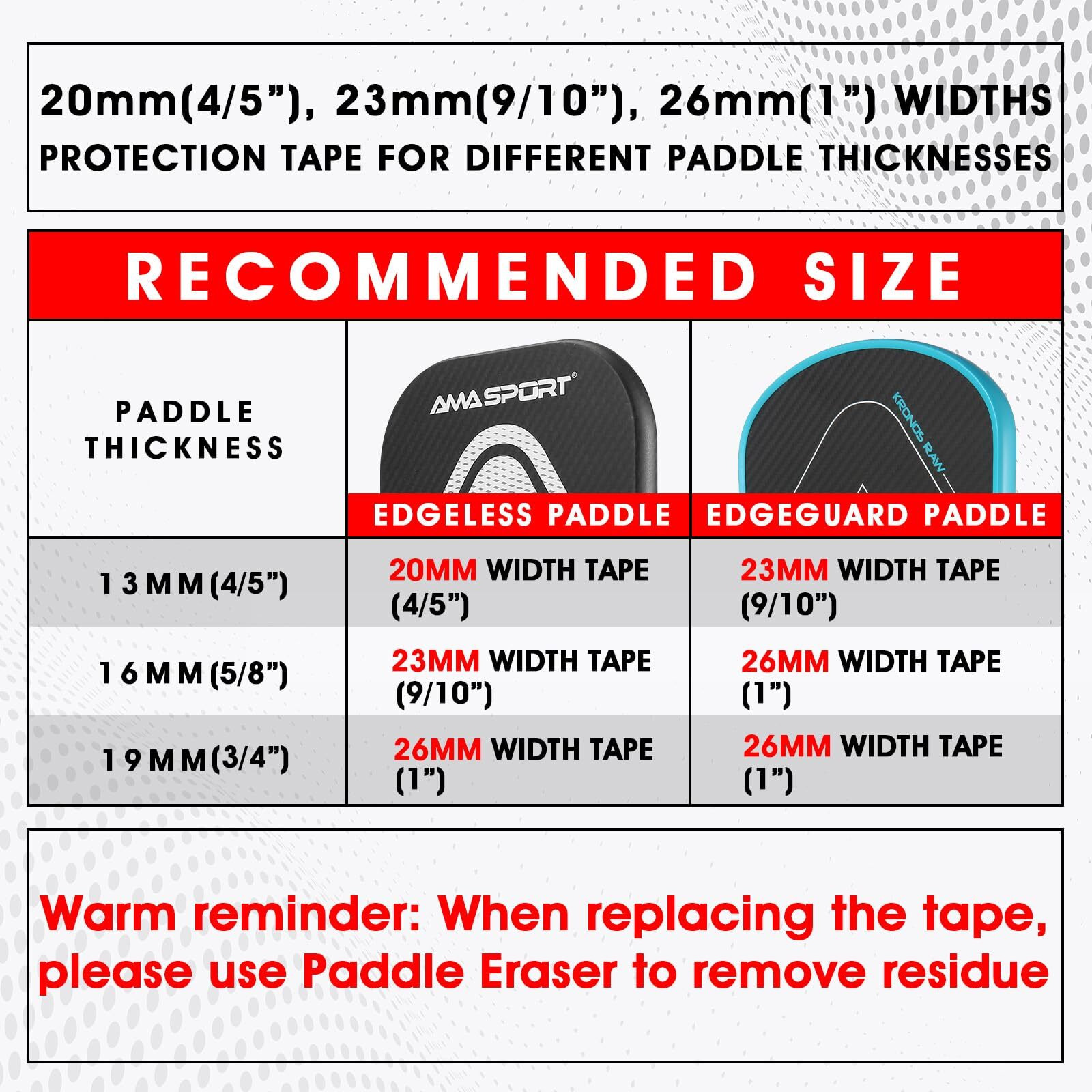 Pickletech Pickleball Paddle Protection Tape - Paddle Head Edge Guard - Racket Edge Protection Tape -Fit Perfectly Curved Edge -No Wrinkling White 30Mm