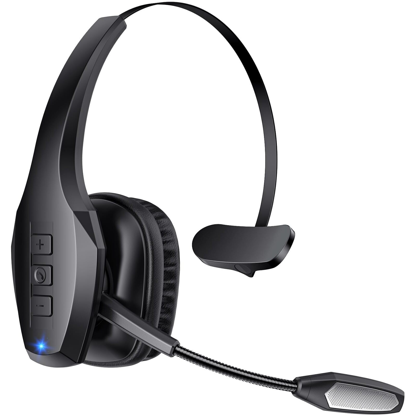 Trucker Bluetooth Headset  Wireless Headset With Mic  Bluetooth Headset With Dual Noise Cancelling Microphone & Mute Button  55Hrs Working Time Pc Headset For Cell Phones  Computer  Truck Driver