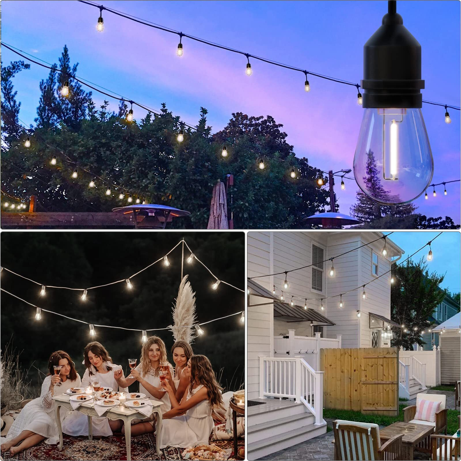 Mlambert Led String Light Bulbs  Shatterproof Outdoor String S14 Replacement Light Bulbs 4000K  Waterproof 1W Led Edison Bulbs Equal To 11W Not Solar