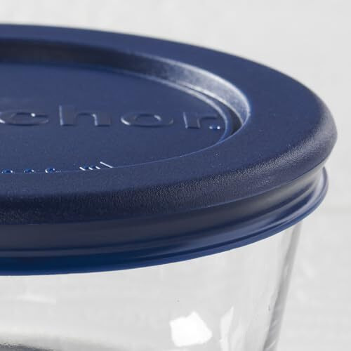 Anchor Hocking 2 Cup Glass Storage Containers With Lids  Set Of 4 Glass Food Storage Containers With Navy Snugfit Lids