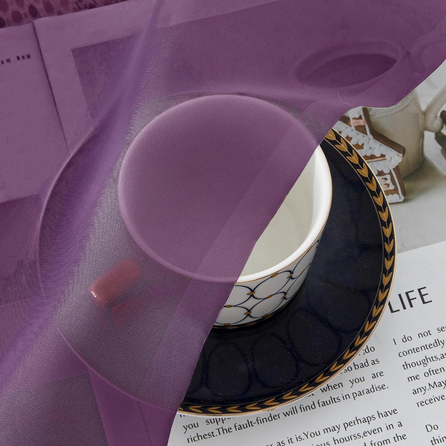 Aiyufeng Plum Purple Sheer Curtains 90 Inches Long 2 Panels  Solid Voile Top Dual Rod Pockets Stylish Breathable Drapes Window Treatment For Kid's Room/Bedroom/Living Room  42W X 90L Inches