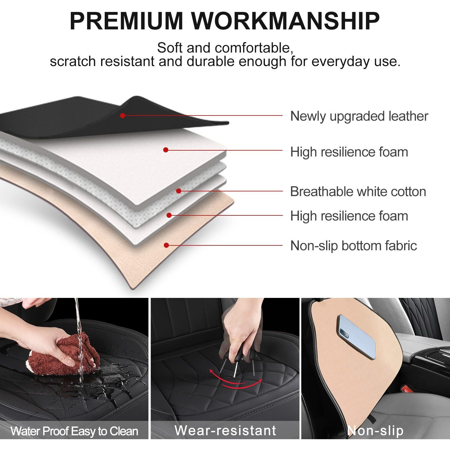 Beitk 2 Pack Leather Front Car Seat Covers  Universal Sideless Car Seat Protectors With Storage Pocket And Seat Belt Pads  Waterproof Automotive Seat Cover For Cars Trucks Suv(Black)