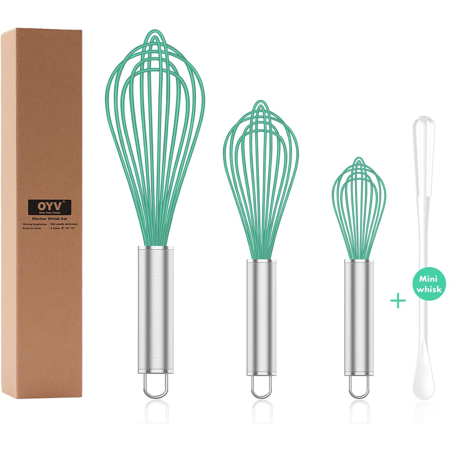 Oyv Pink Silicone Whisk  Professional Whisks For Cooking Non-Scratch  Stainless Steel & Silicone Wisk  Plastic Rubber Whisk Tool For Nonstick Cookware Pans  Silicon Wisks Set Of 3