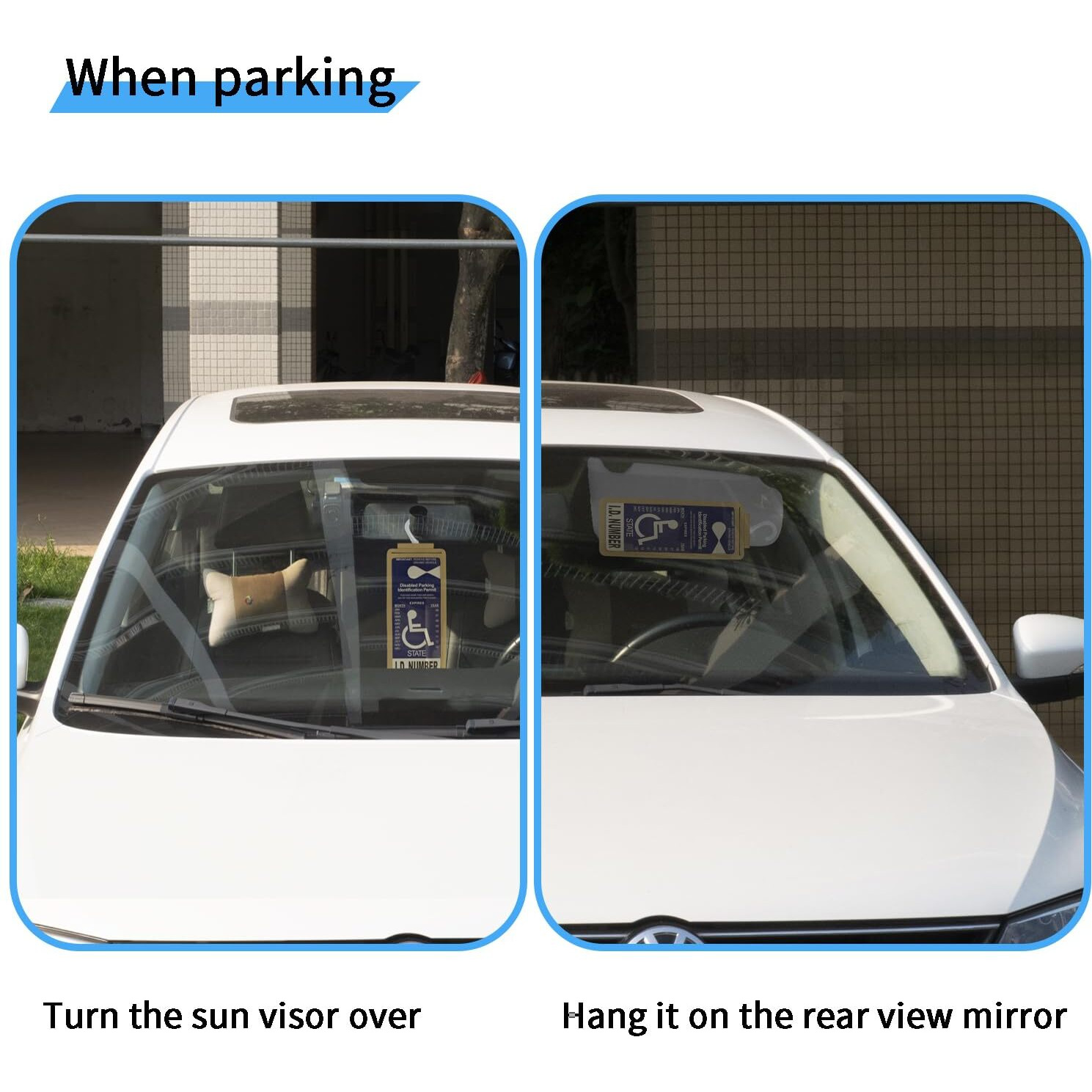 Yuoyar Portable Handicap Placard Holder For Auto - Ultra Transparent Handicapped Placard Holder Protector Hanger Sleeve - Placard Holder For Disability Parking (Off-White)