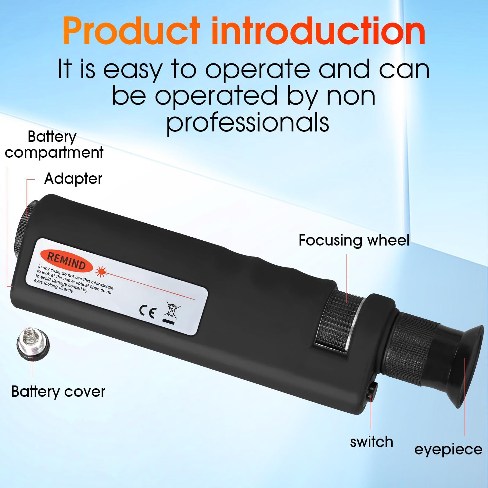 400X Fiber Optic Inspection Microscope Cable Sc Fc St Lc Interface End Face Inspection Microscope With 1.25Mm 2.5Mm Adapter And Fiber Optic Cleaner Handheld Led Fiber Optic Cleaning Detector (400X)