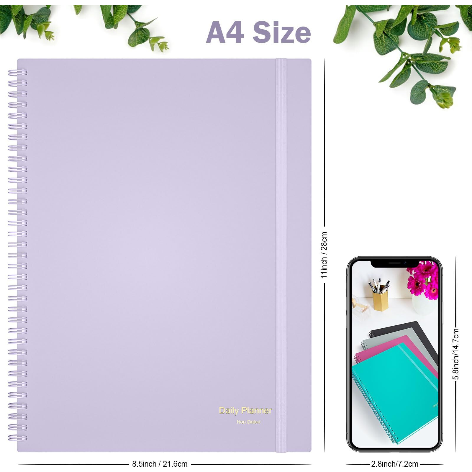Planner Undated  Asten Daily Planner Agenda With To Do List  Hourly Planner For Women And Men  Spiral Appointment Book Planner Notebook With Elastic Closure  Day Planner For Adhd 8.5"" X 11"" (Purple)