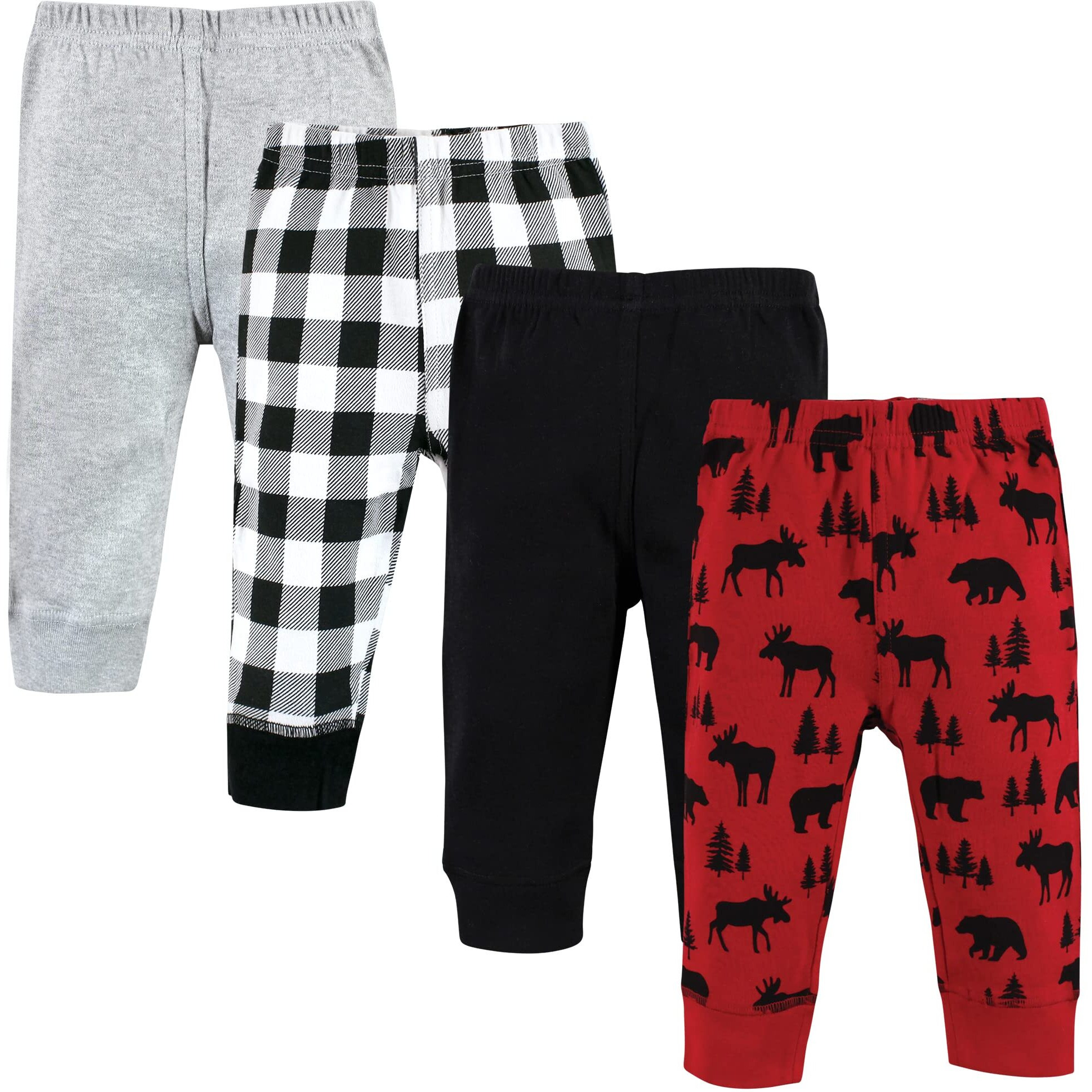 Hudson Baby Unisex Baby Cotton Pants And Leggings  Red Moose Bear  9-12 Months