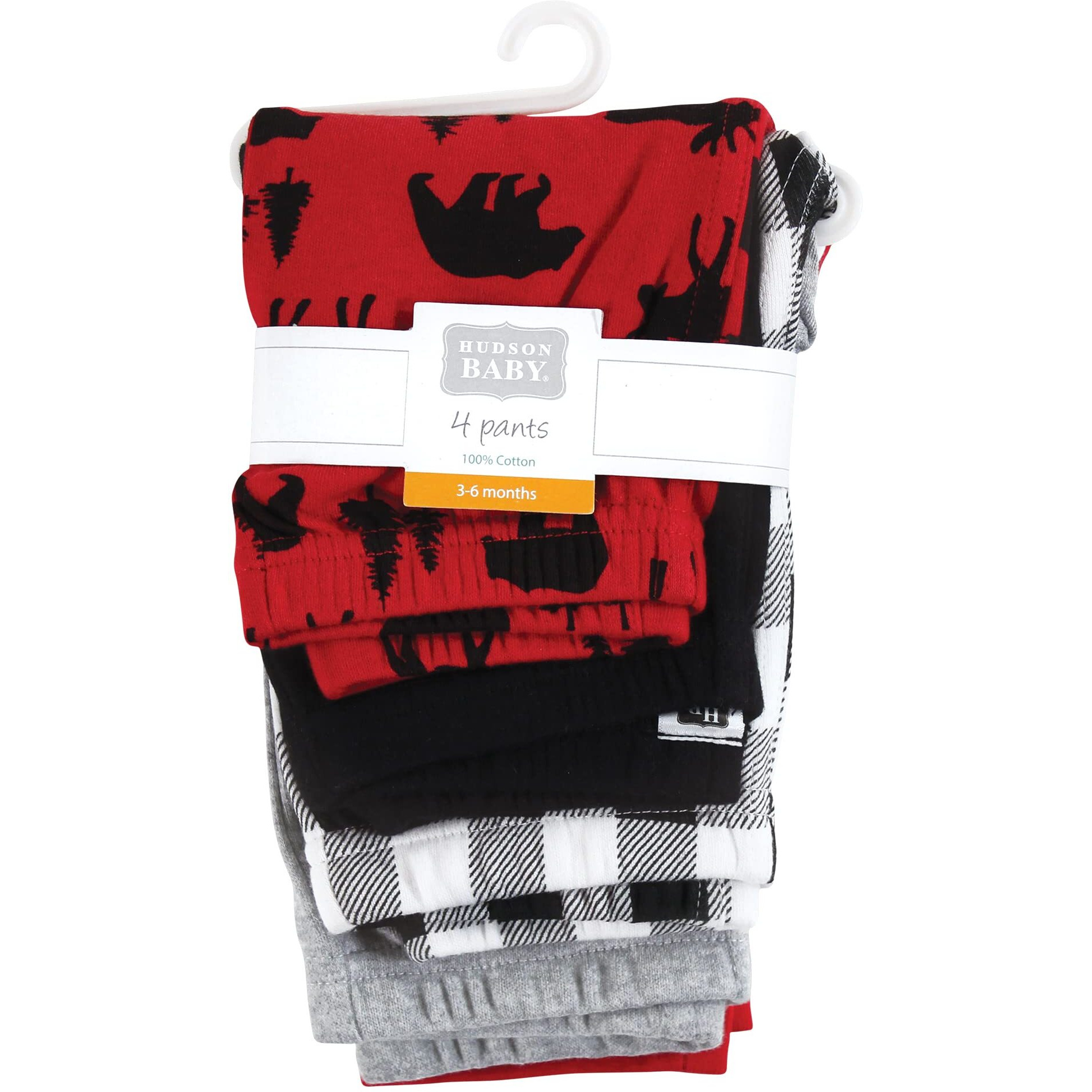 Hudson Baby Unisex Baby Cotton Pants And Leggings  Red Moose Bear  9-12 Months