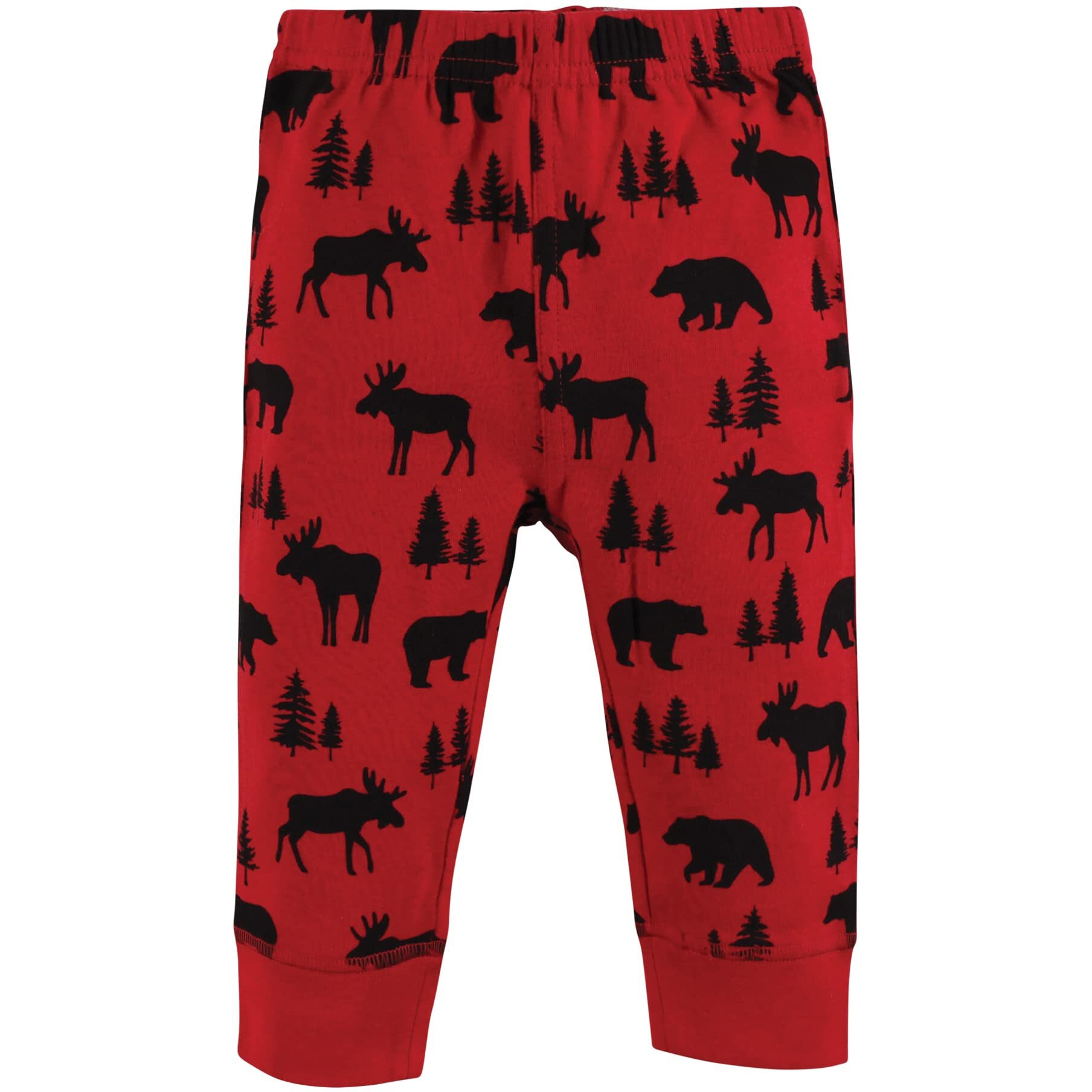 Hudson Baby Unisex Baby Cotton Pants And Leggings  Red Moose Bear  9-12 Months